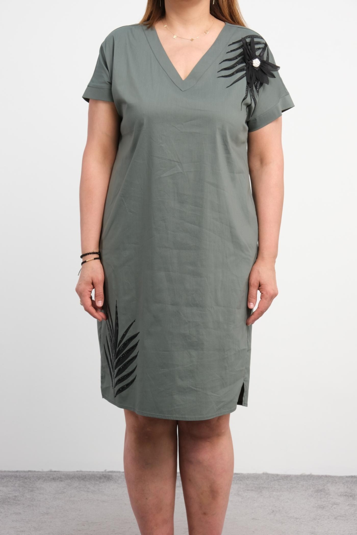 Plus Size Dress-Khaki