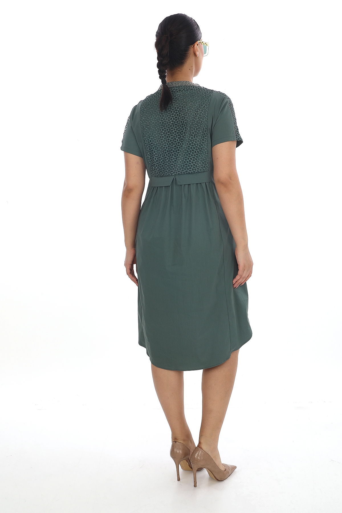 Plus Size Dress-Petrol Green