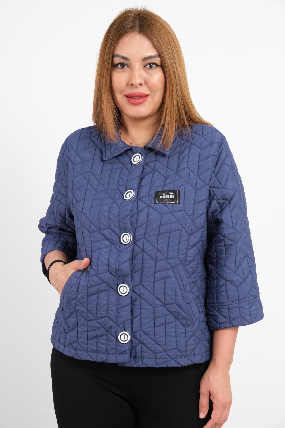 Plus Size Coat-Indigo