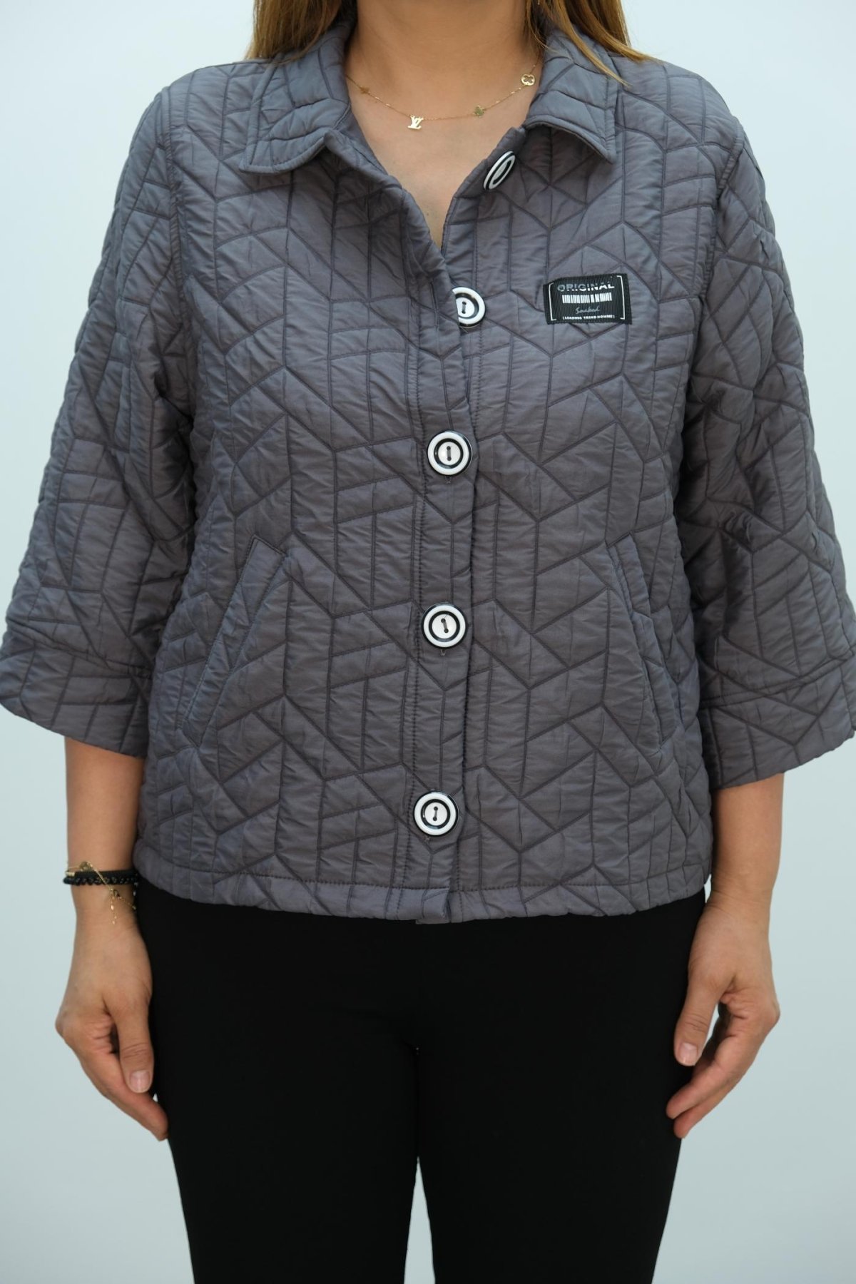 Пальто больших размеров-Серый