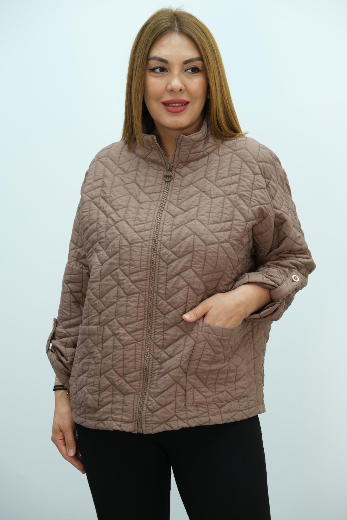 Plus Size Coat-Brown