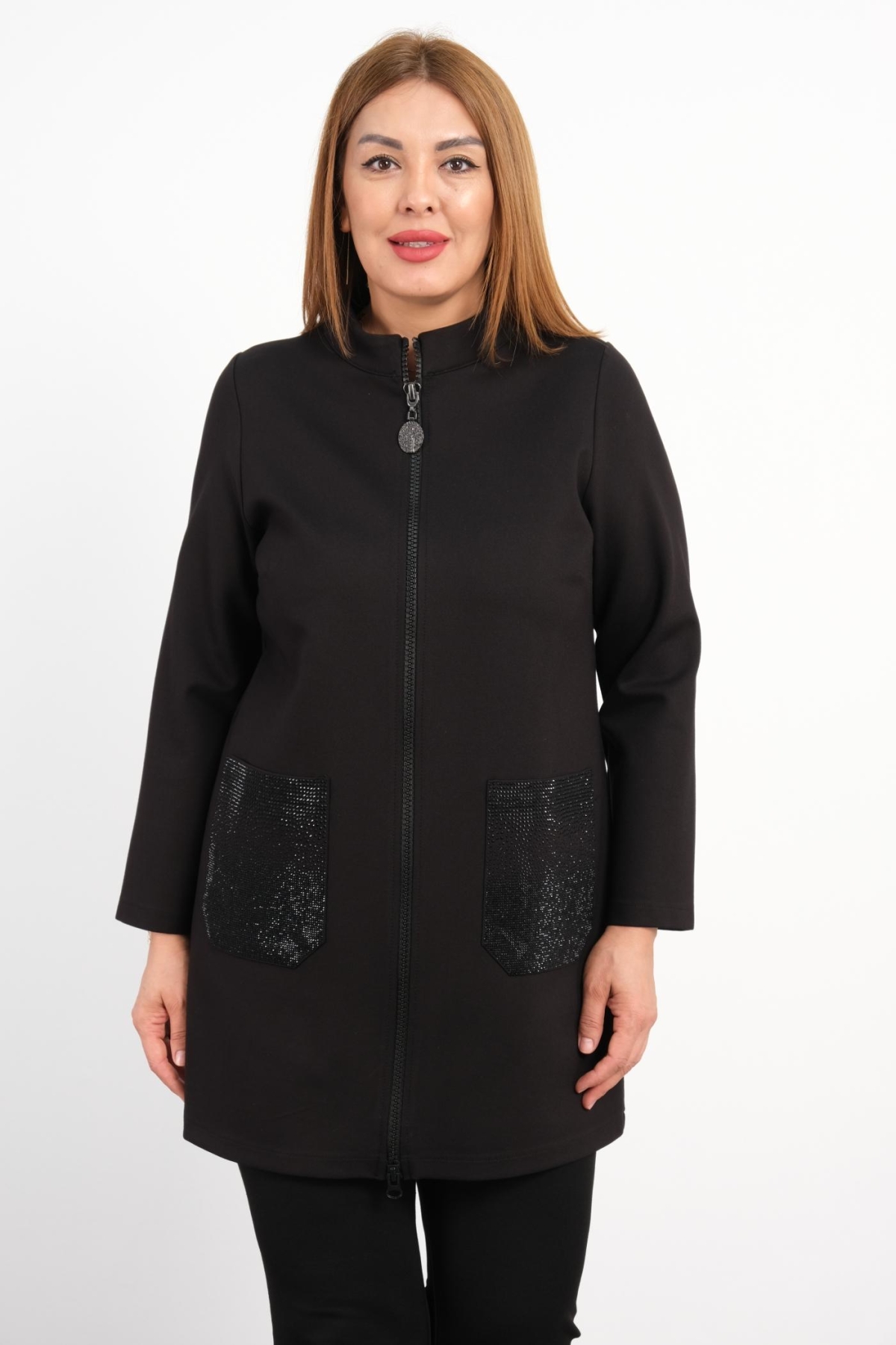 Plus Size Coat-Black