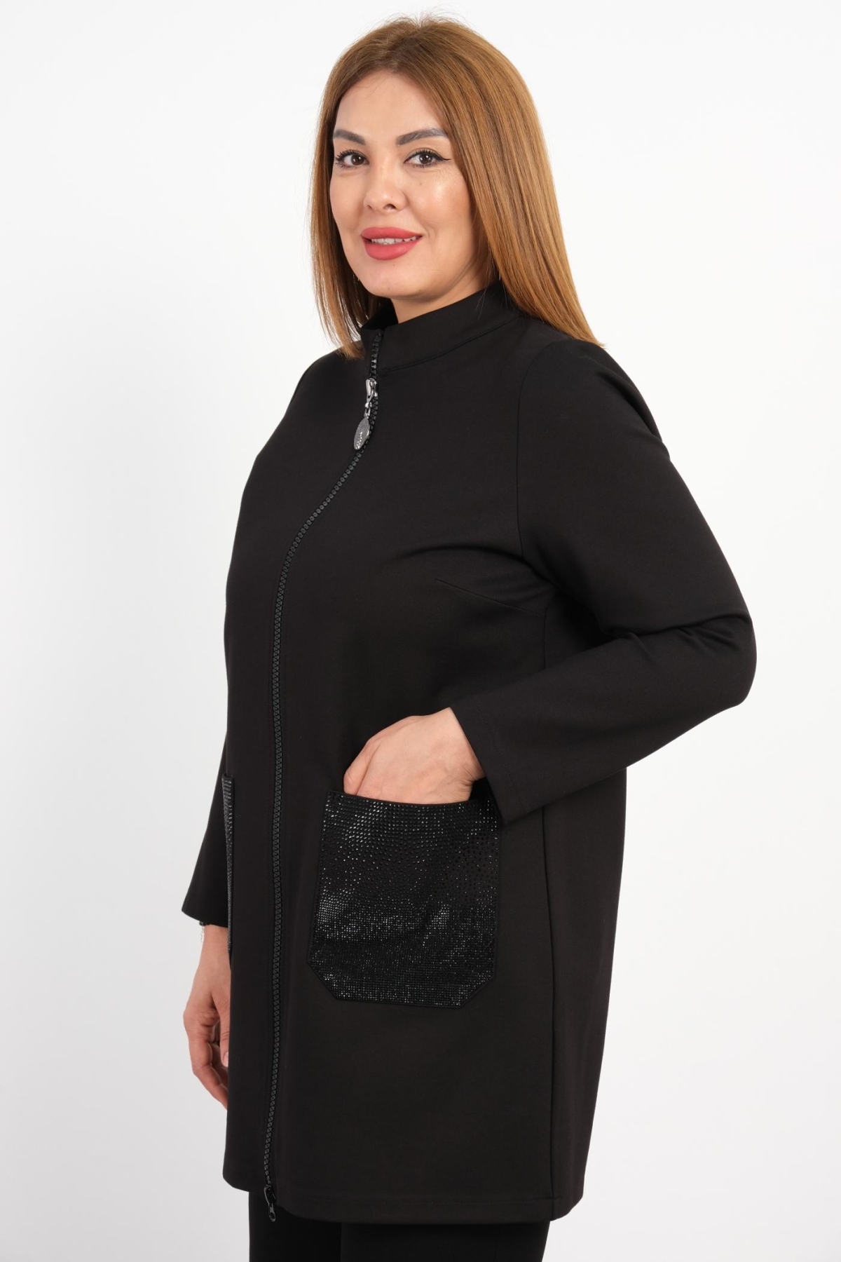 Plus Size Coat-Black