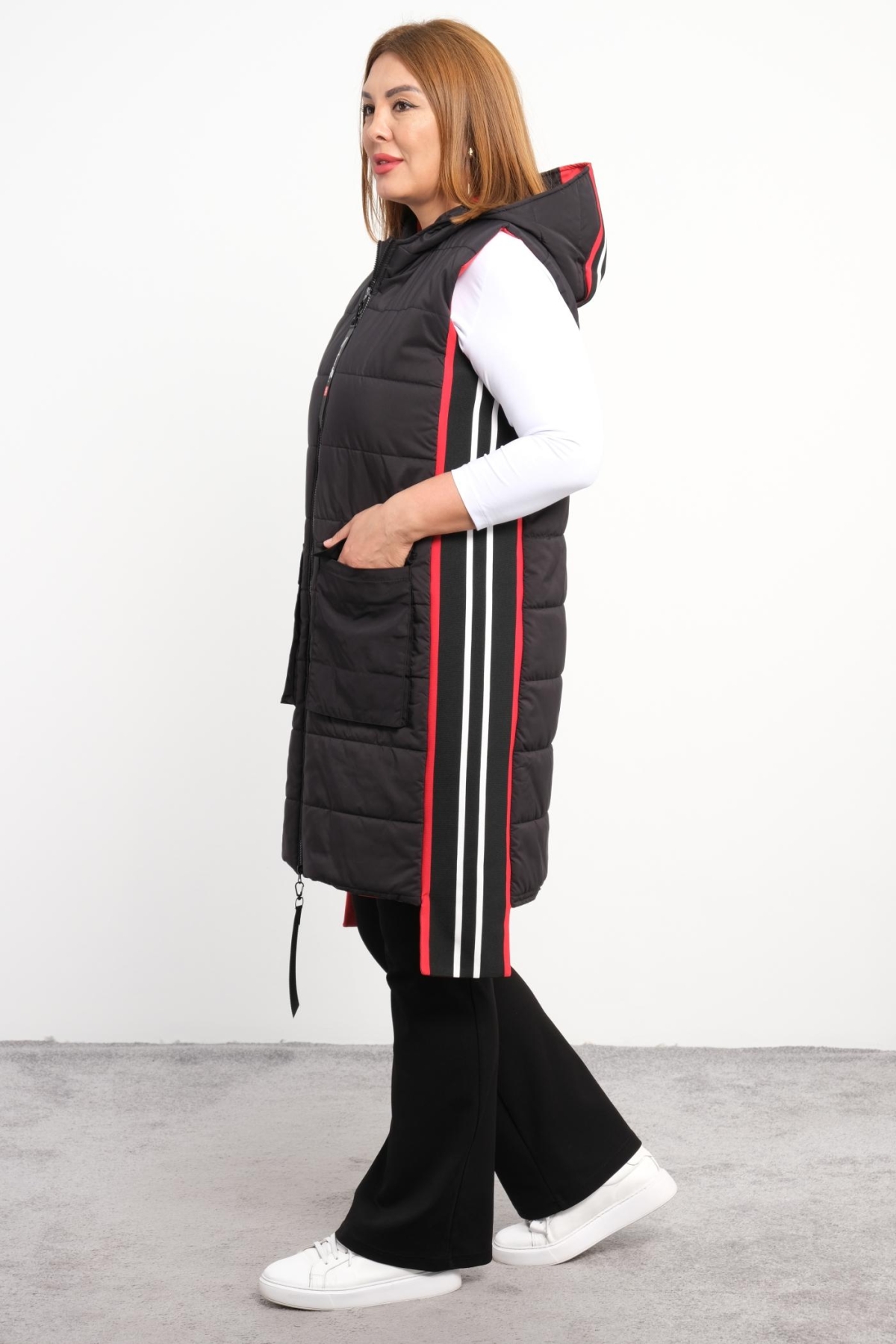 Super Plus Size Quilted Vest-Black