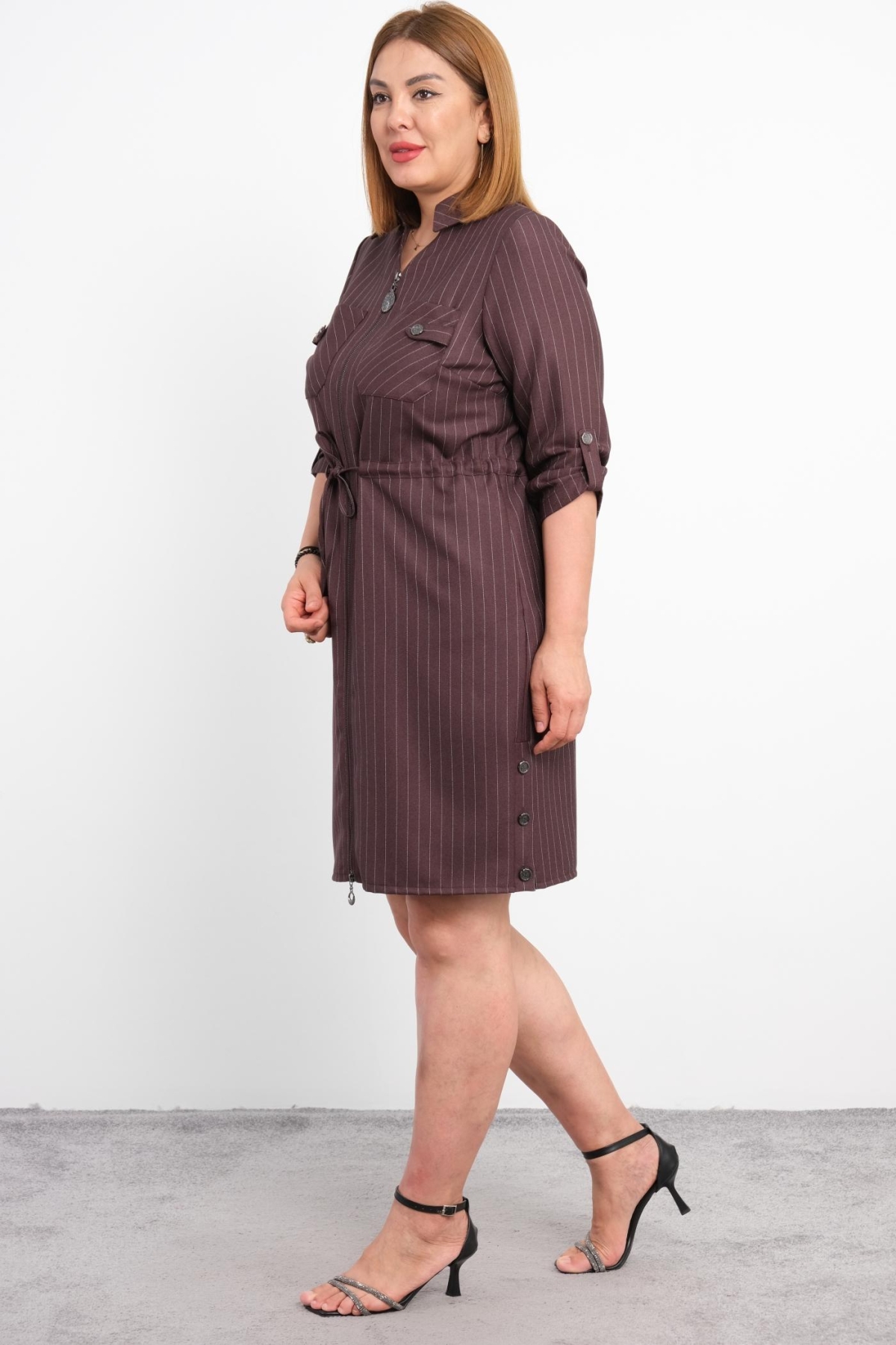 Plus Size Dress-Brown