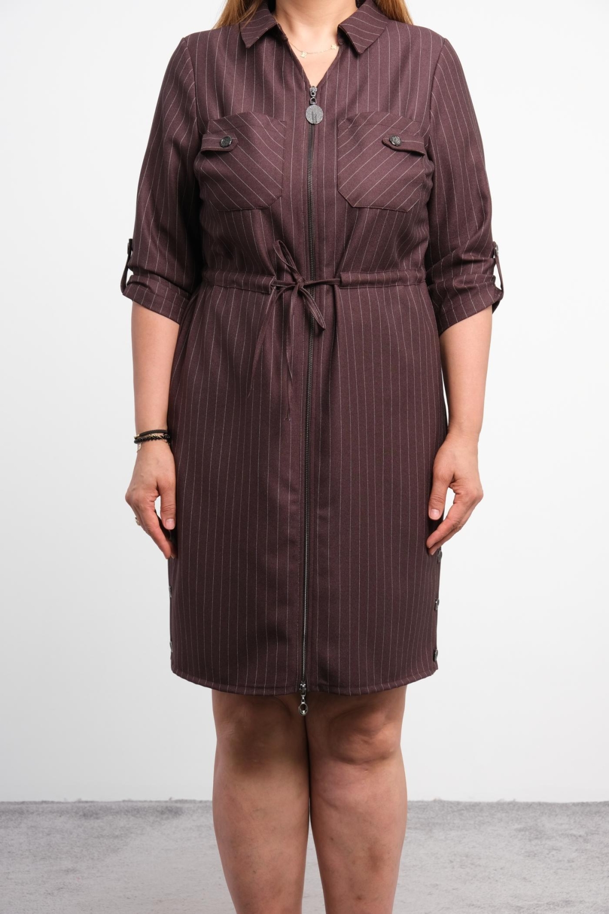 Plus Size Dress-Brown