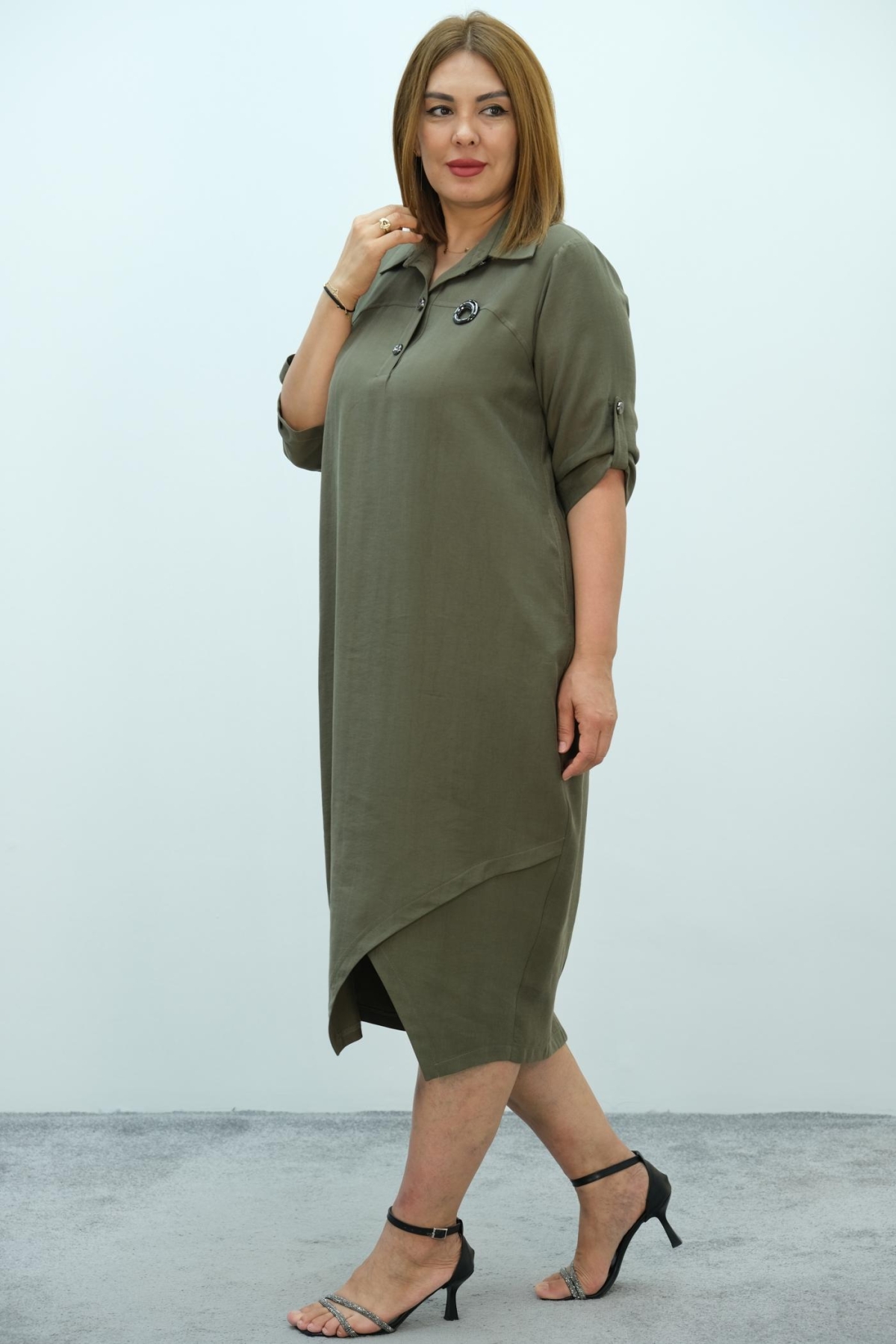 Plus Size Dress-Khaki