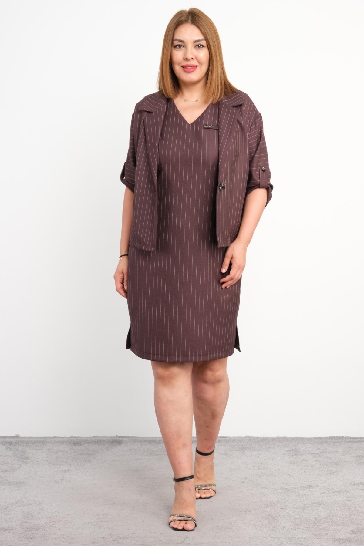 Plus Size Two-Piece Set-Brown