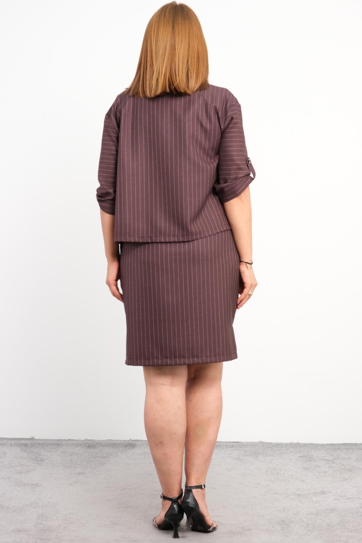 Plus Size Two-Piece Set-Brown