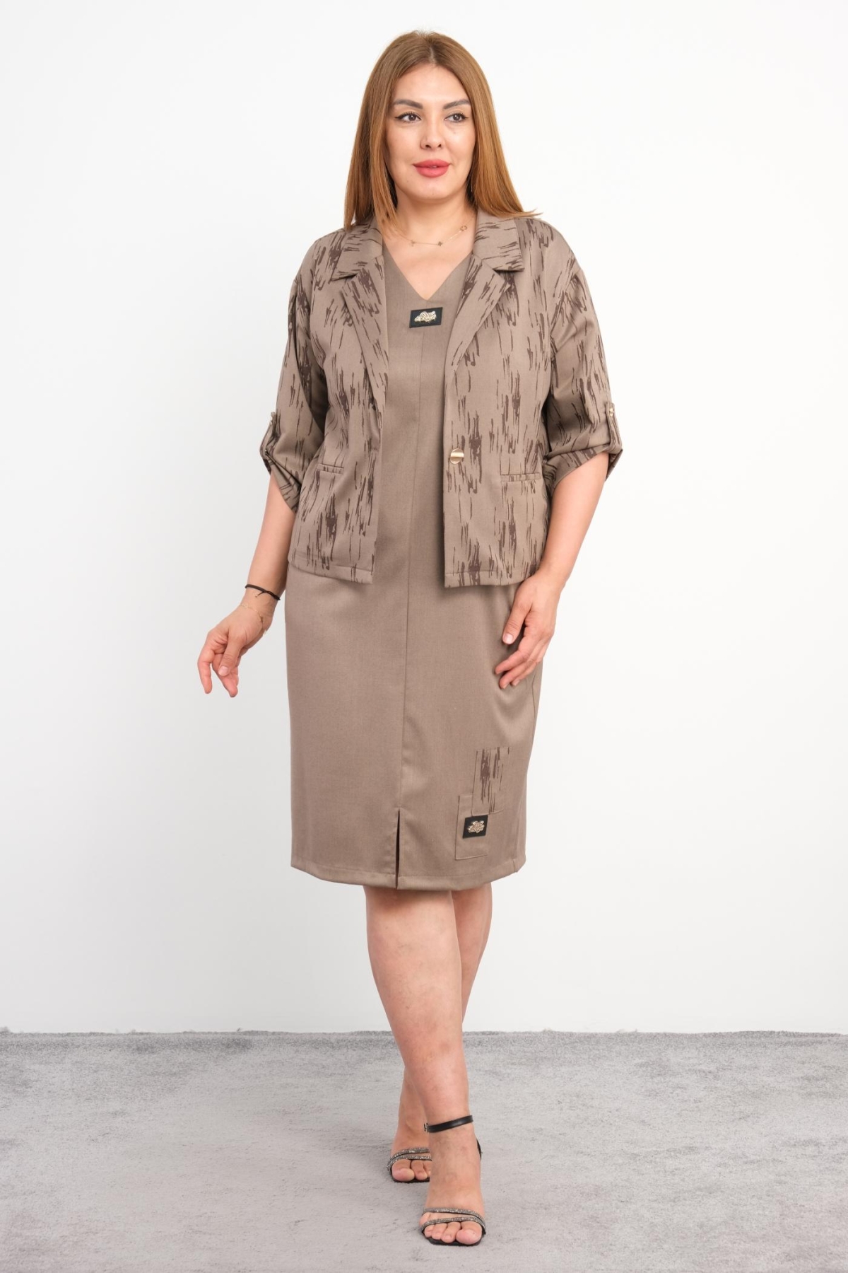 Plus Size Two-Piece Set-Brown