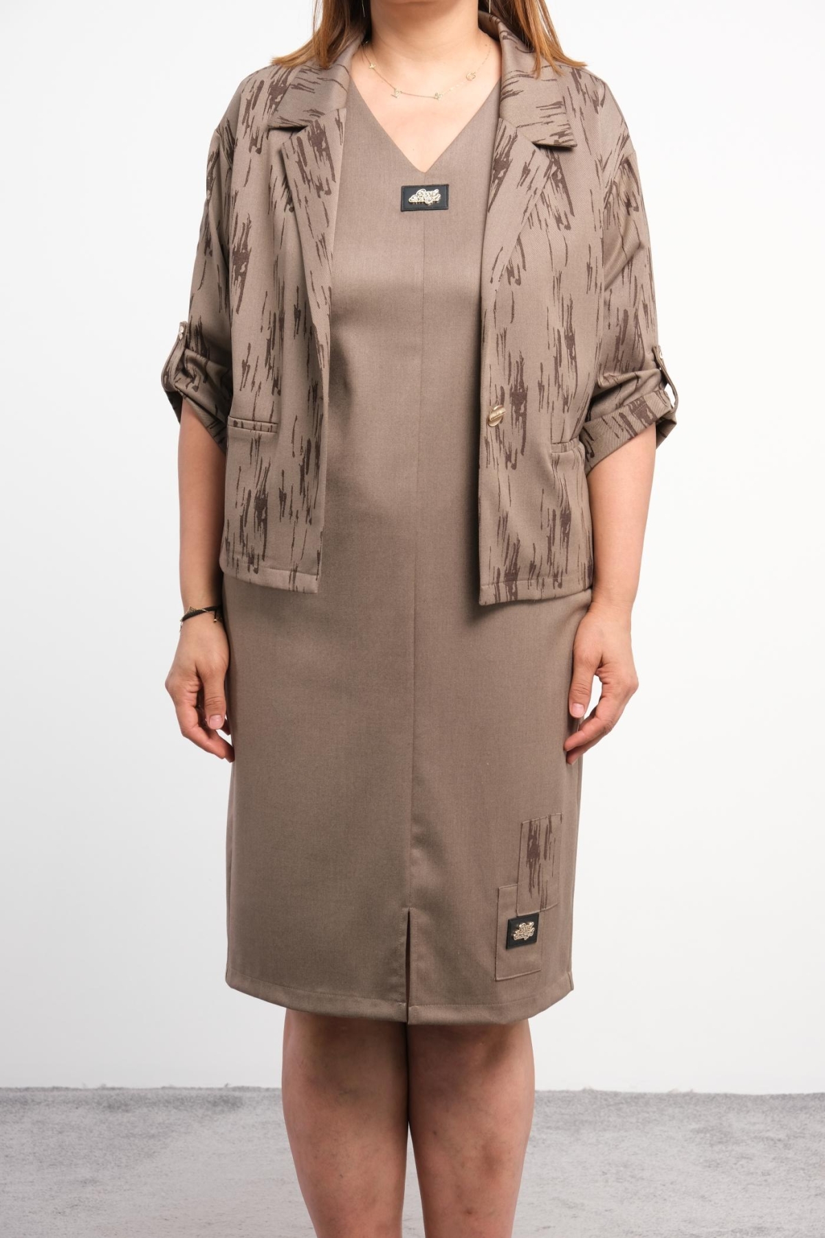 Plus Size Two-Piece Set-Brown