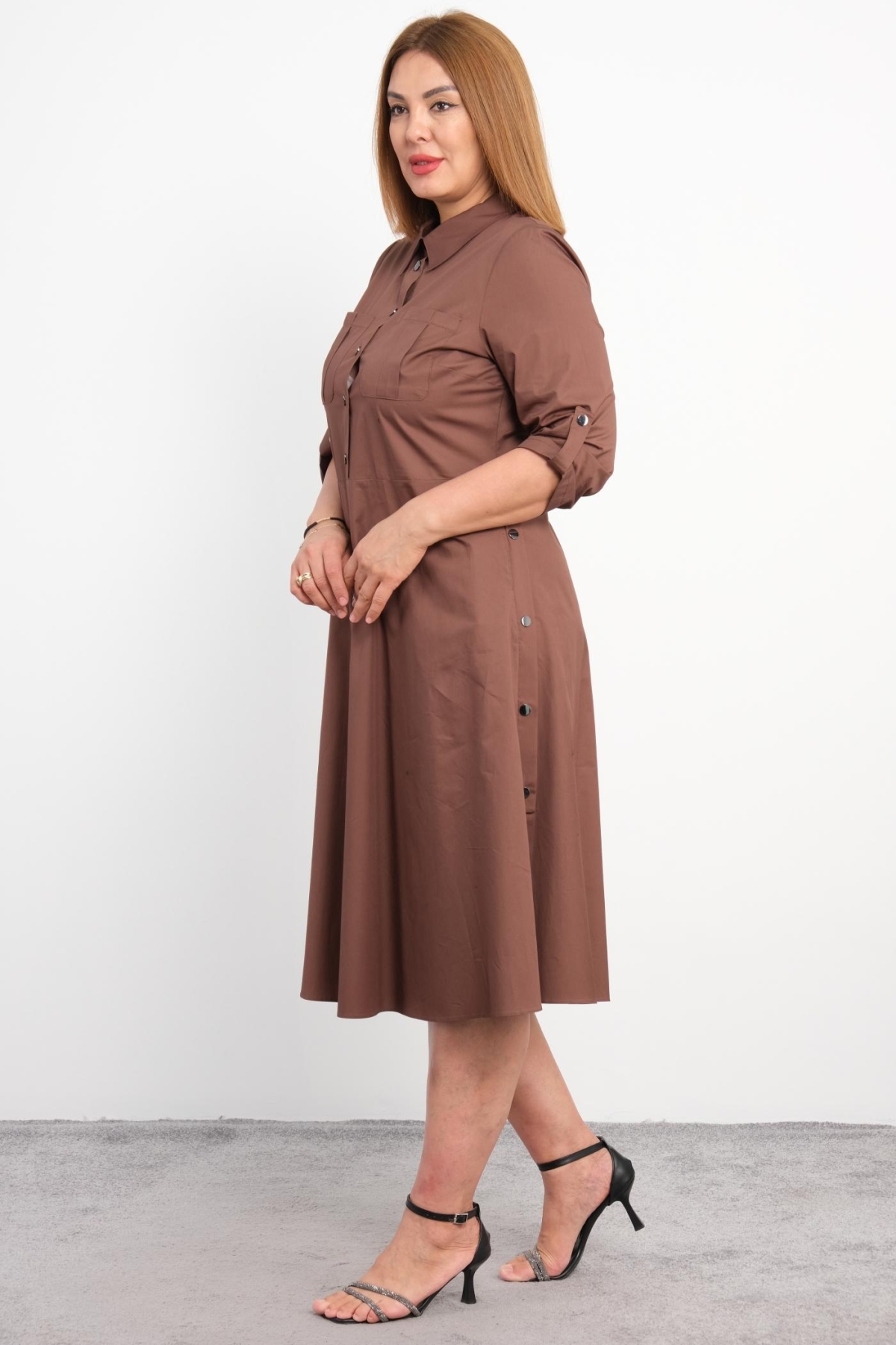 Plus Size Dress-Brown