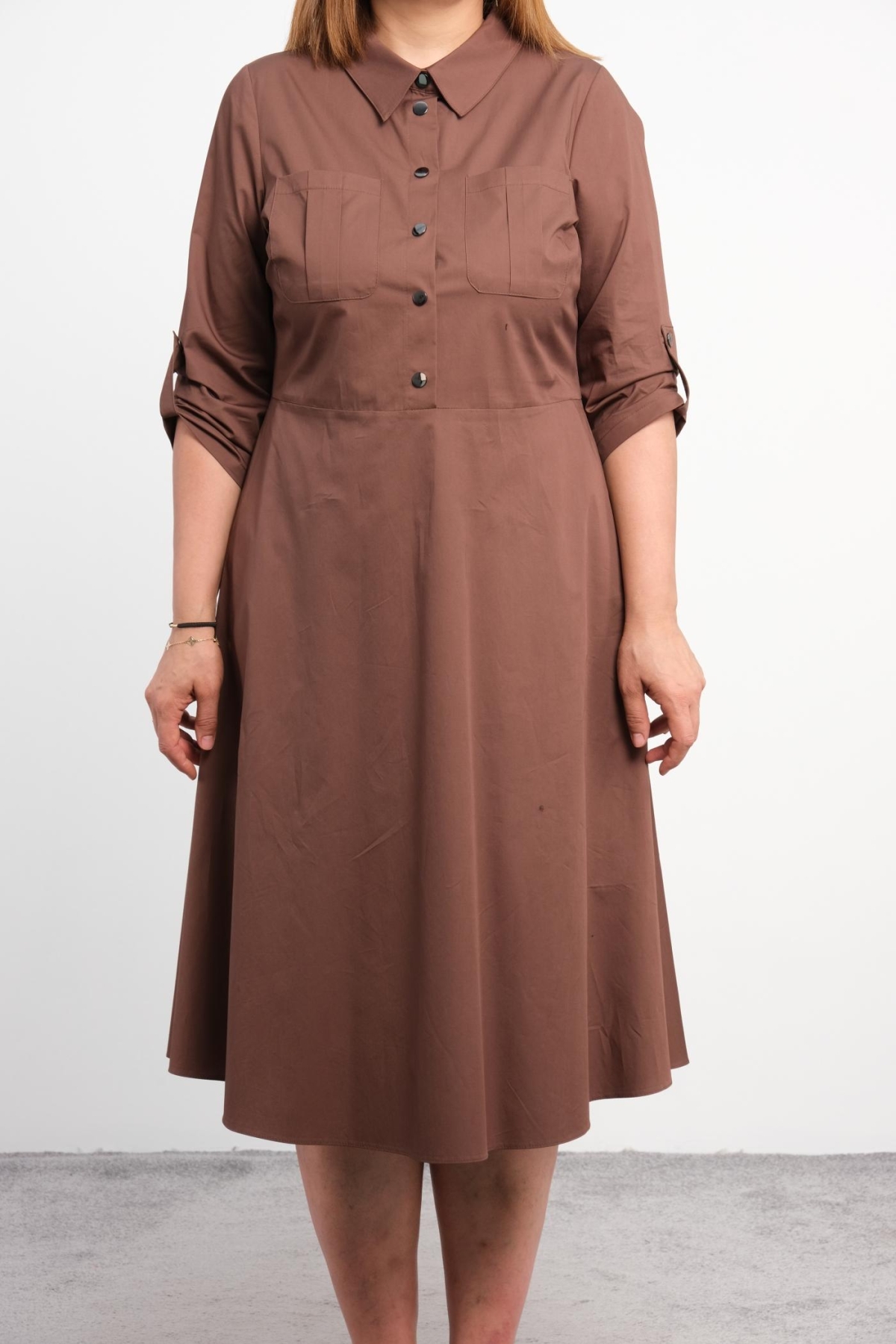 Plus Size Dress-Brown