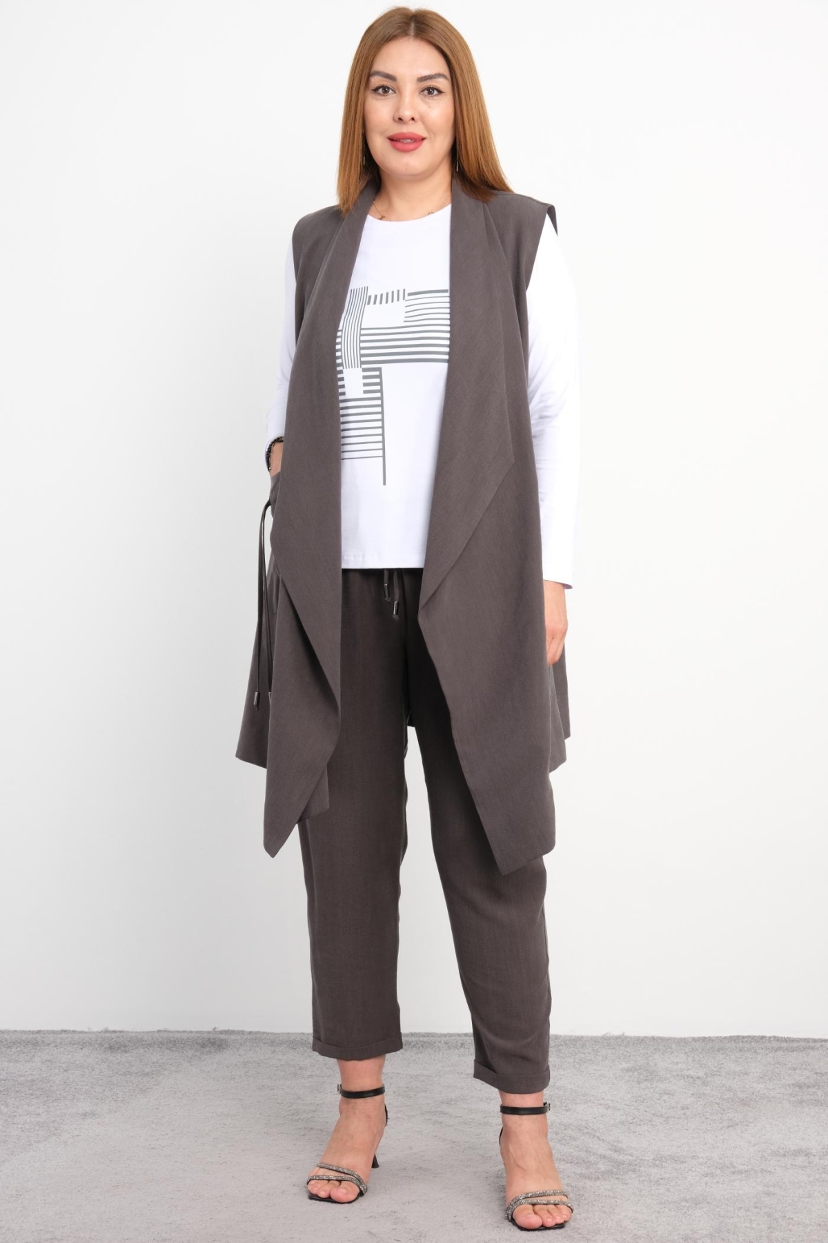Plus Size Three-Piece Set-Grey