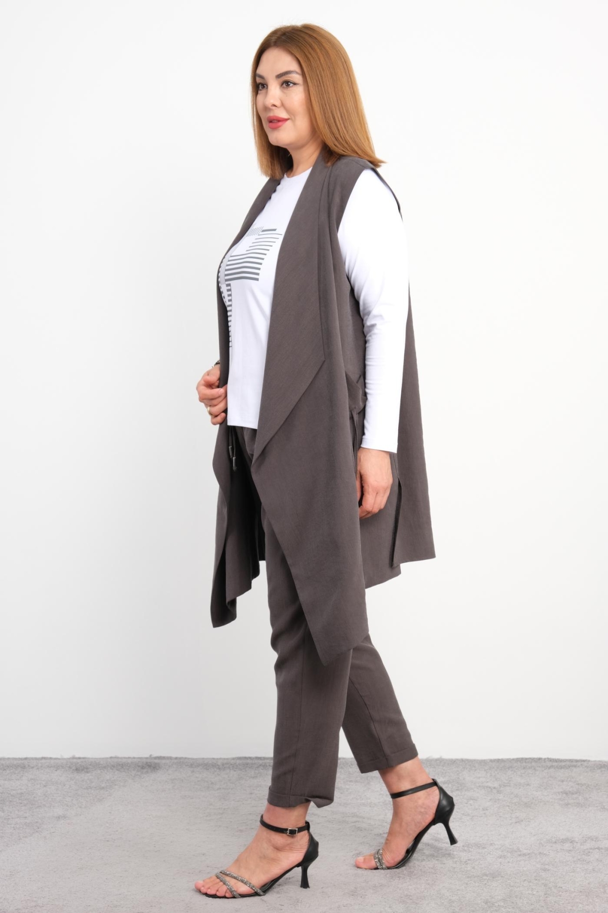 Plus Size Three-Piece Set-Grey