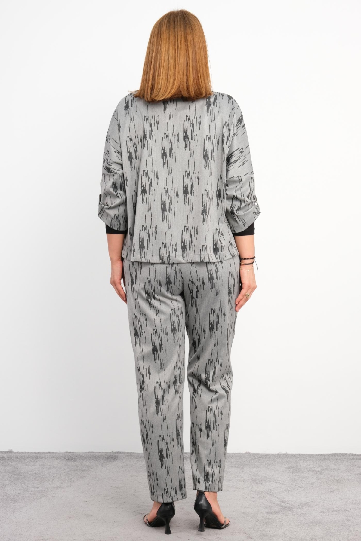 Plus Size Three-Piece Set-Grey