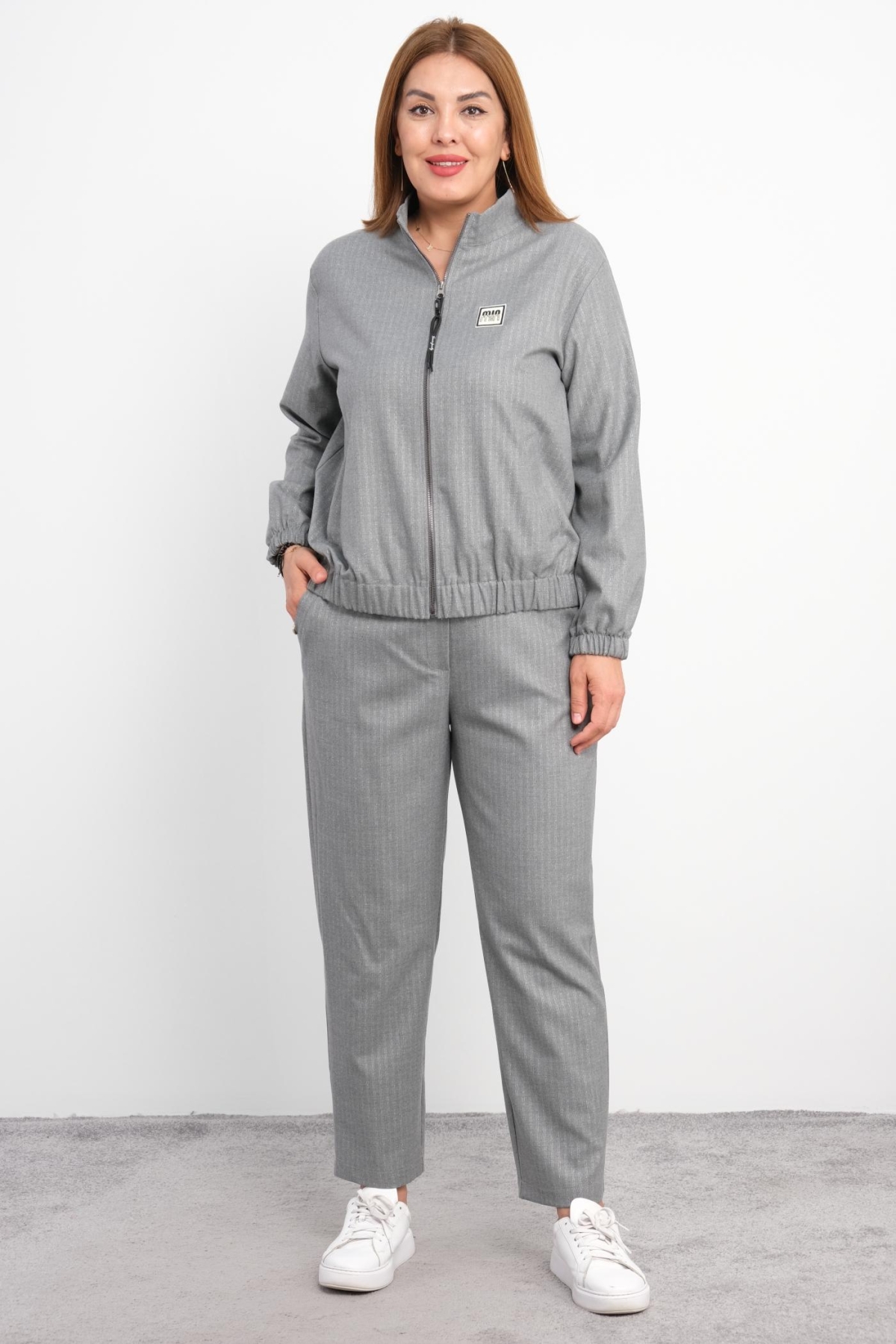 Plus Size Two-Piece Set-Grey