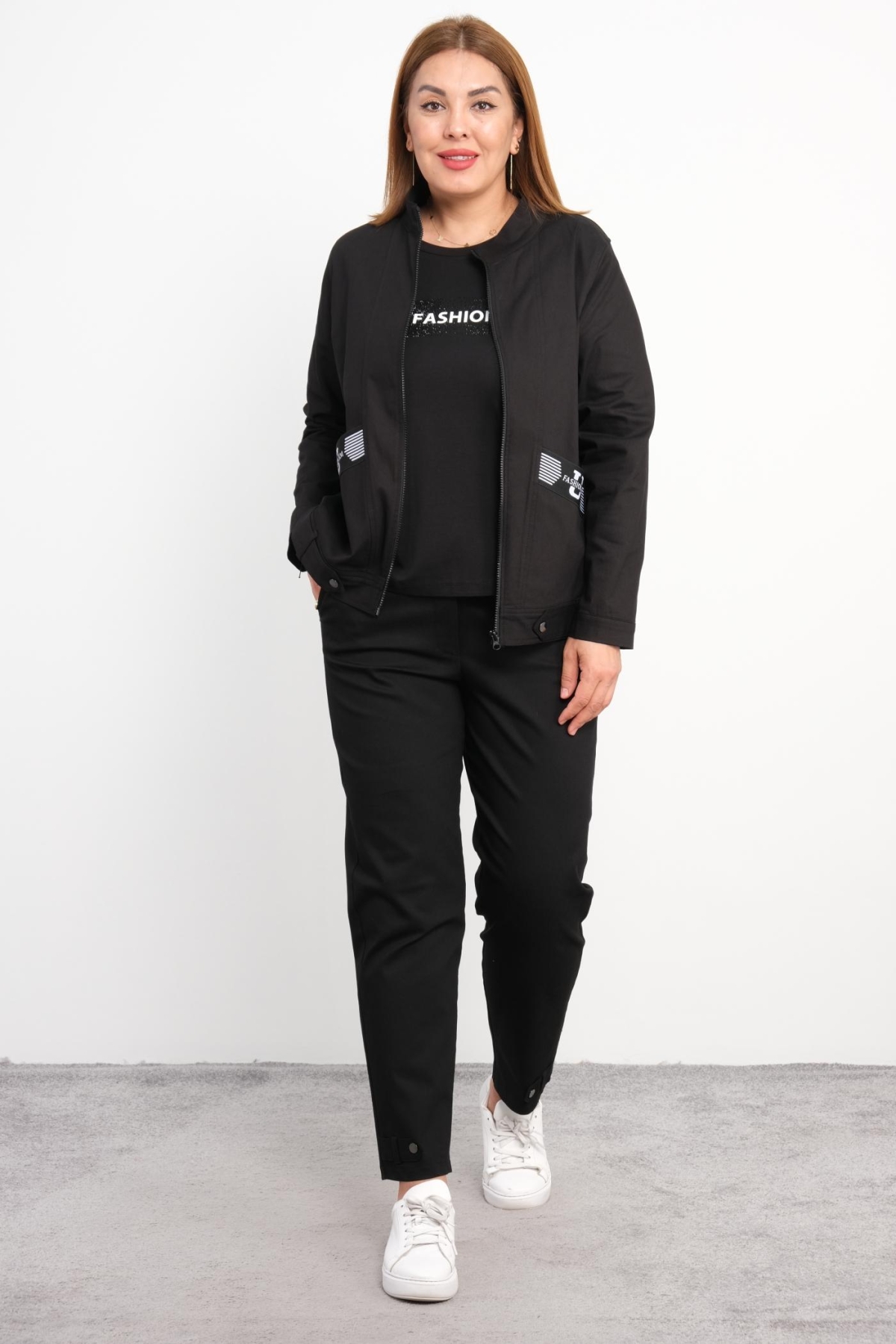 Plus Size Three-Piece Set-Black
