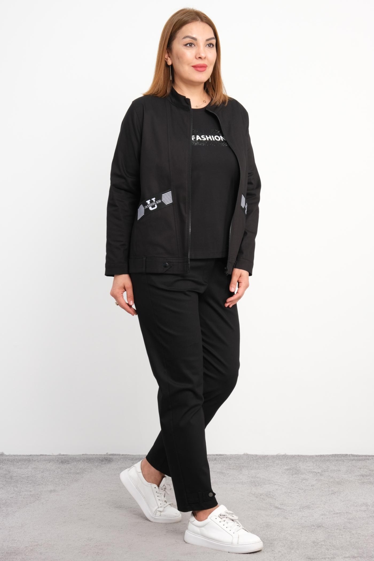 Plus Size Three-Piece Set-Black