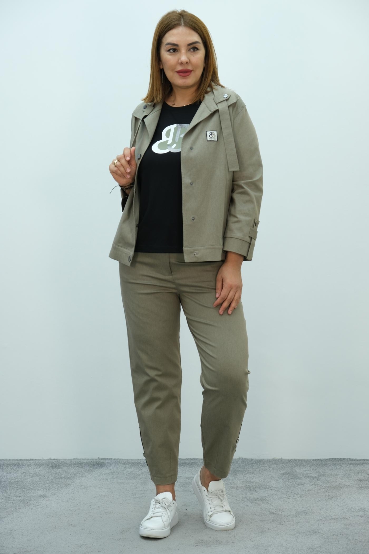 Plus Size Three-Piece Set-Khaki