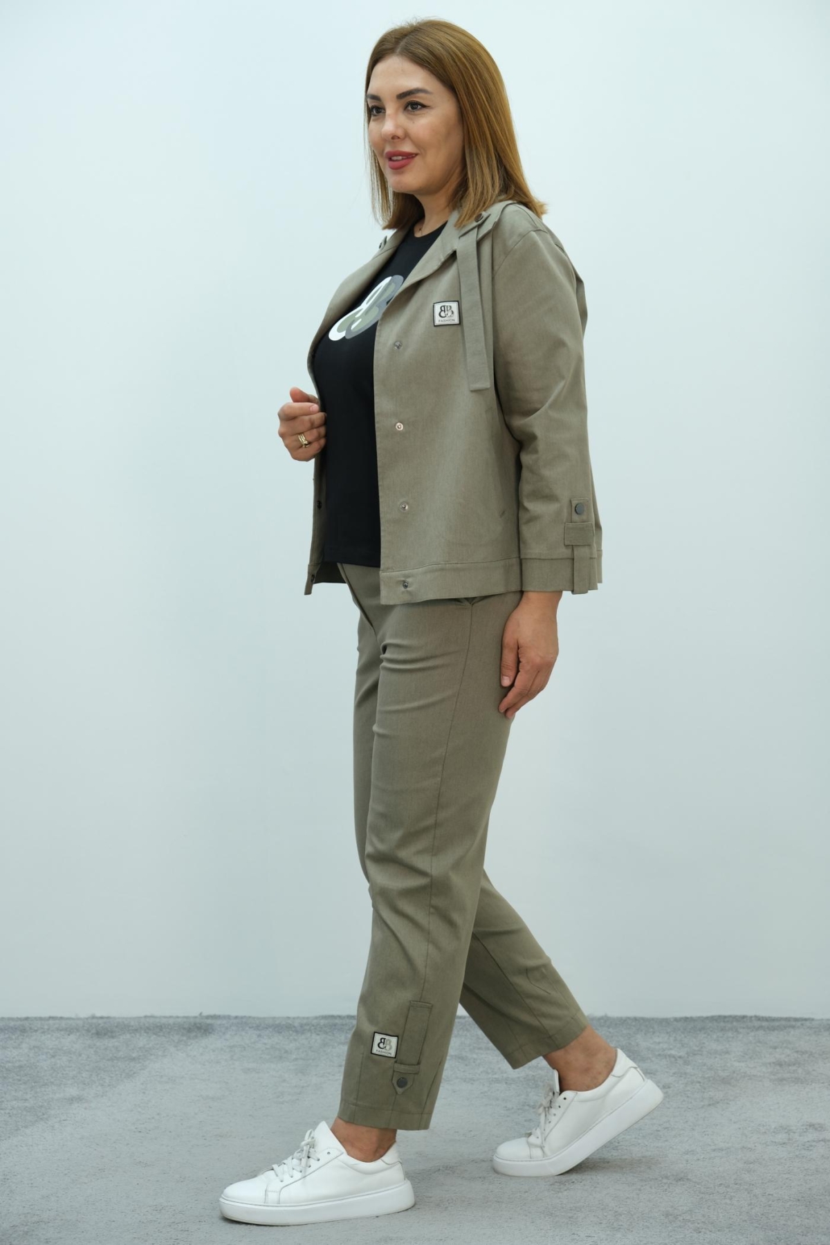 Plus Size Three-Piece Set-Khaki