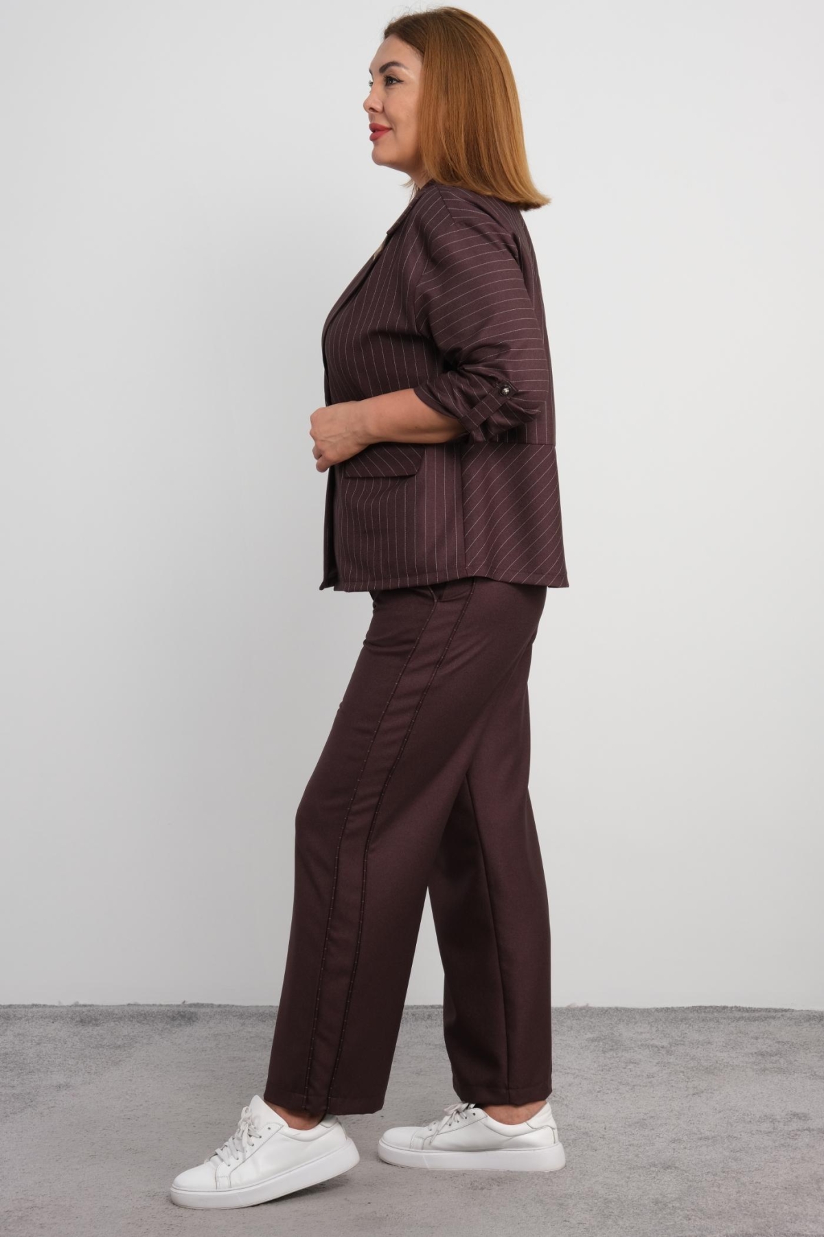 Plus Size Two-Piece Set-Brown