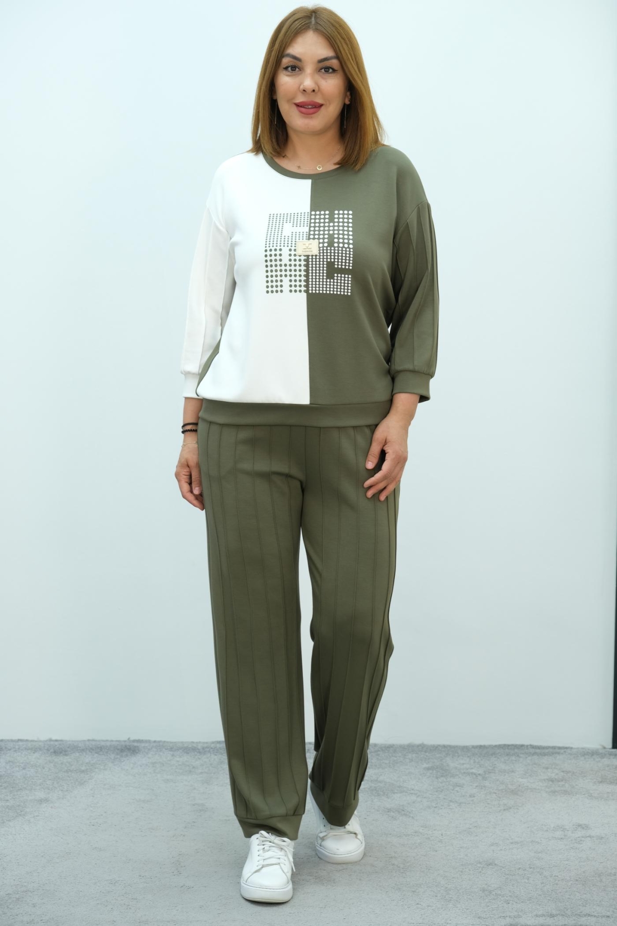 Plus Size Two-Piece Set-Khaki