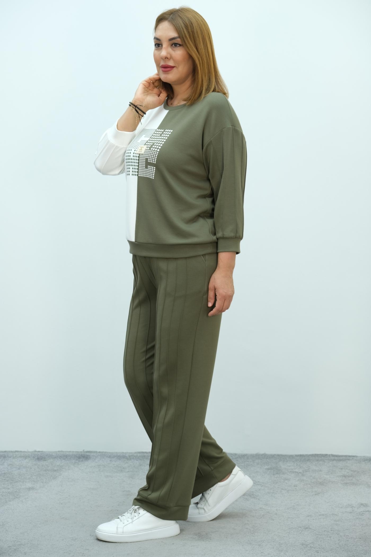 Plus Size Two-Piece Set-Khaki