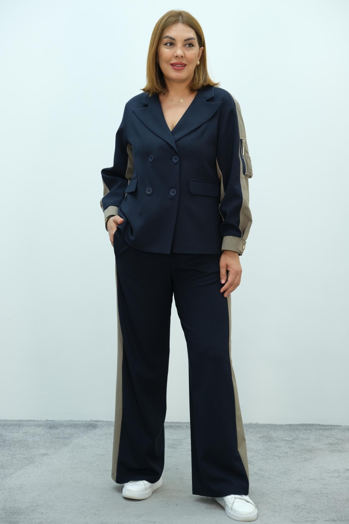 Plus Size Two-Piece Set-Dark Blue