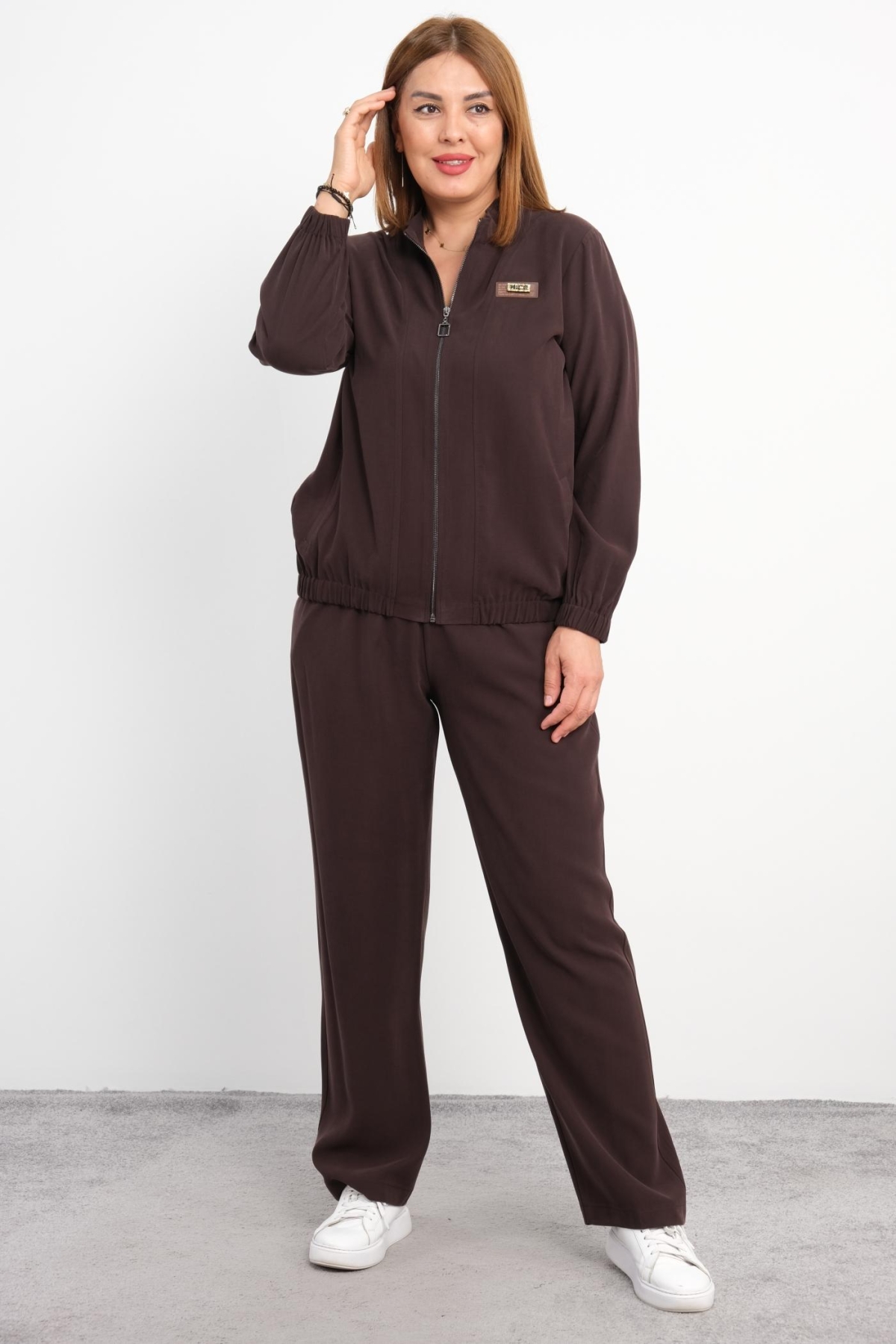 Plus Size Two-Piece Set-Brown
