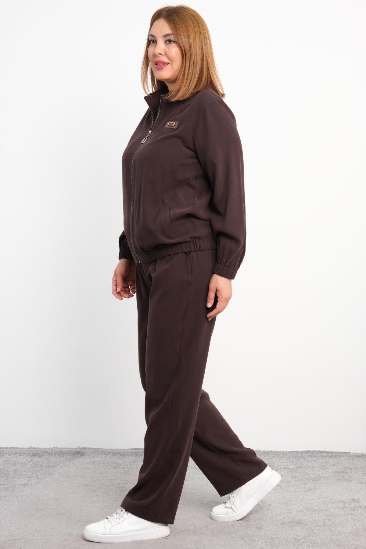 Plus Size Two-Piece Set-Brown