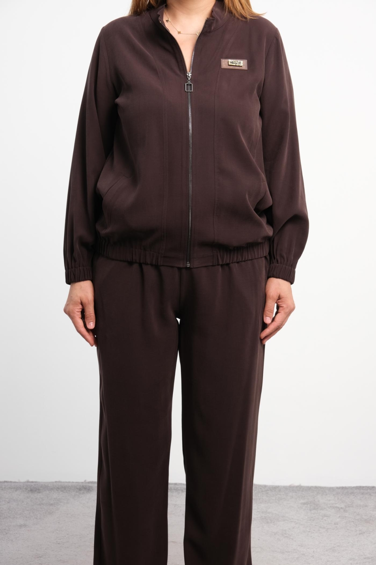 Plus Size Two-Piece Set-Brown