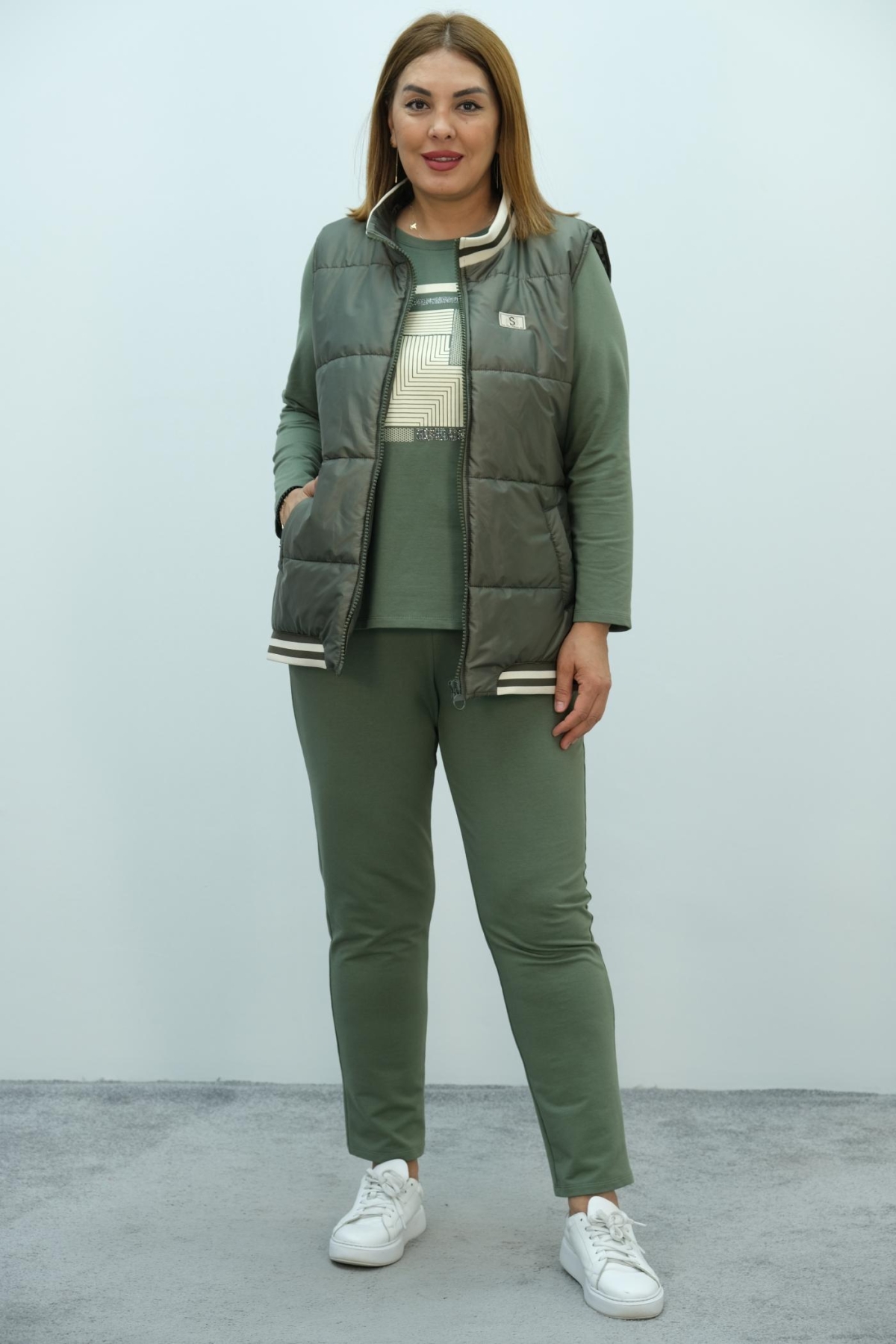 Plus Size Three-Piece Set-Khaki