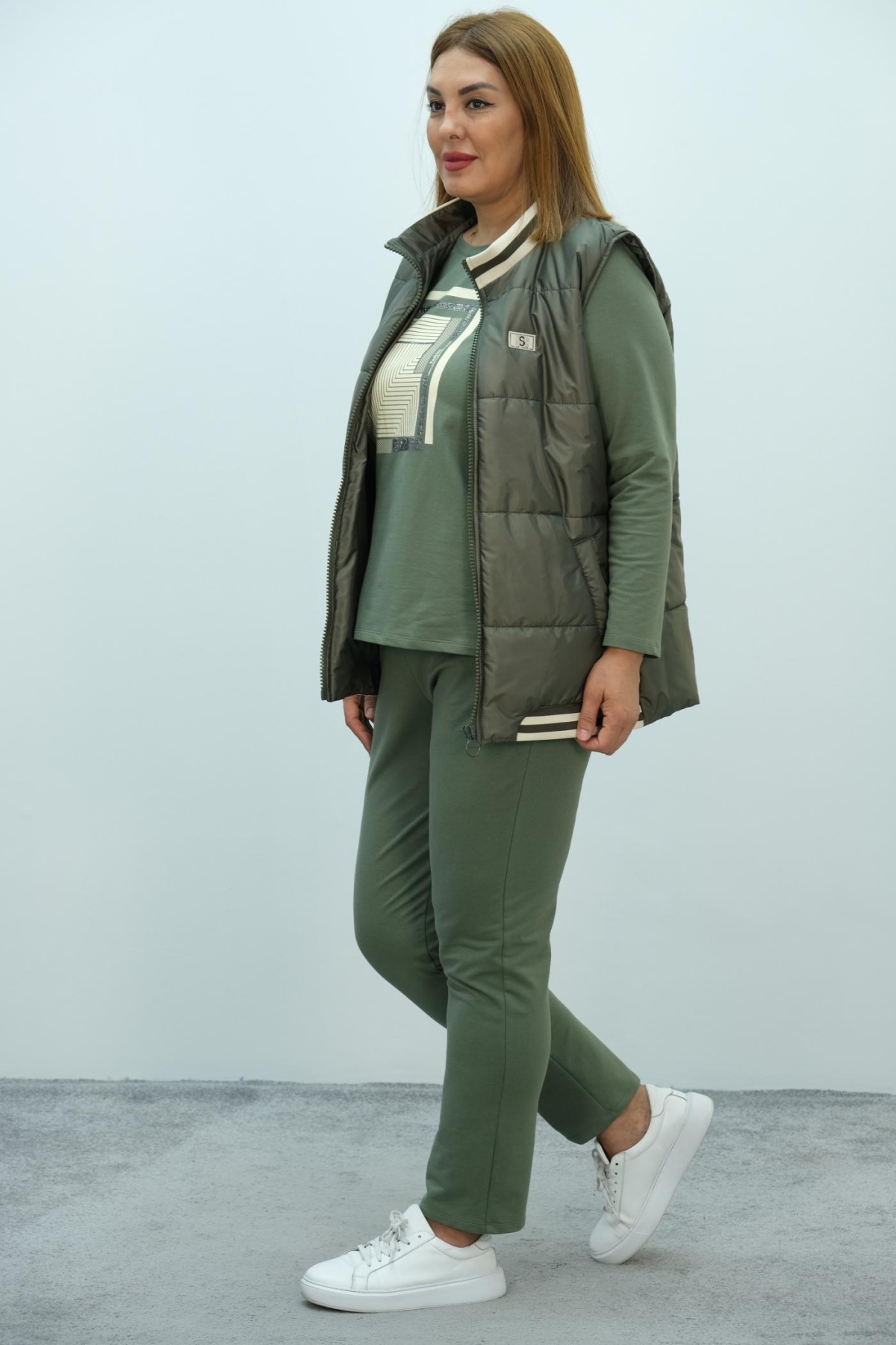 Plus Size Three-Piece Set-Khaki