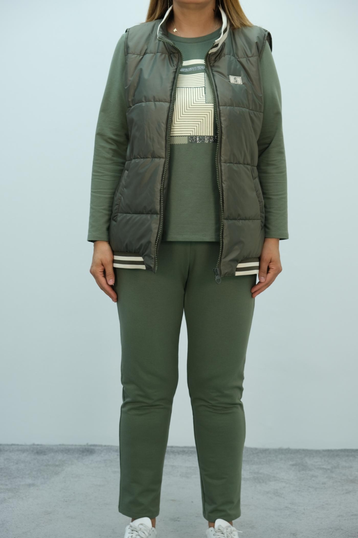 Plus Size Three-Piece Set-Khaki