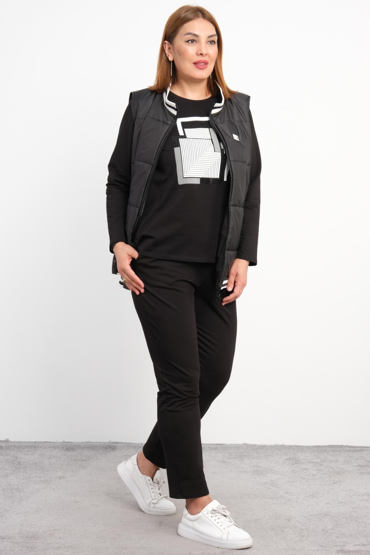 Plus Size Three-Piece Set-Black