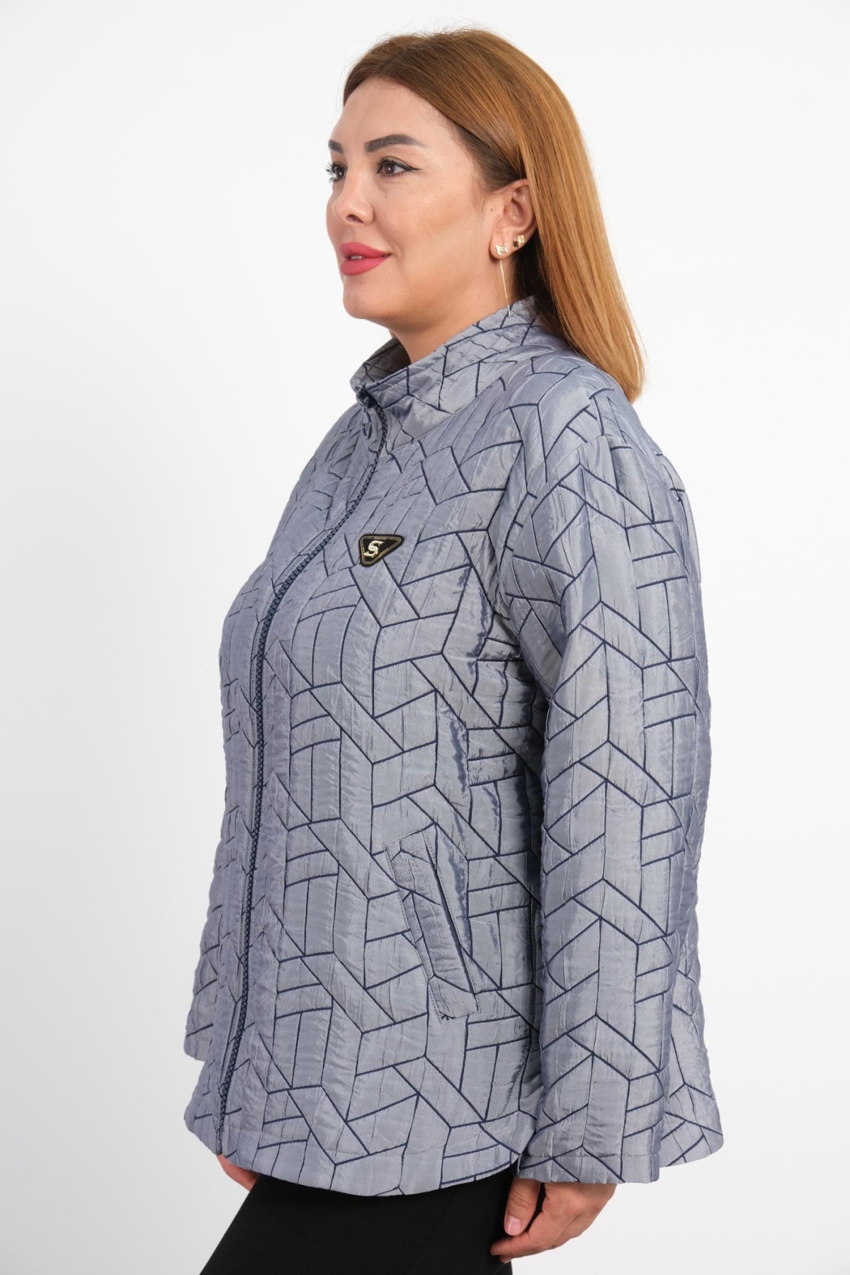 Plus Size Coat-Dark Blue
