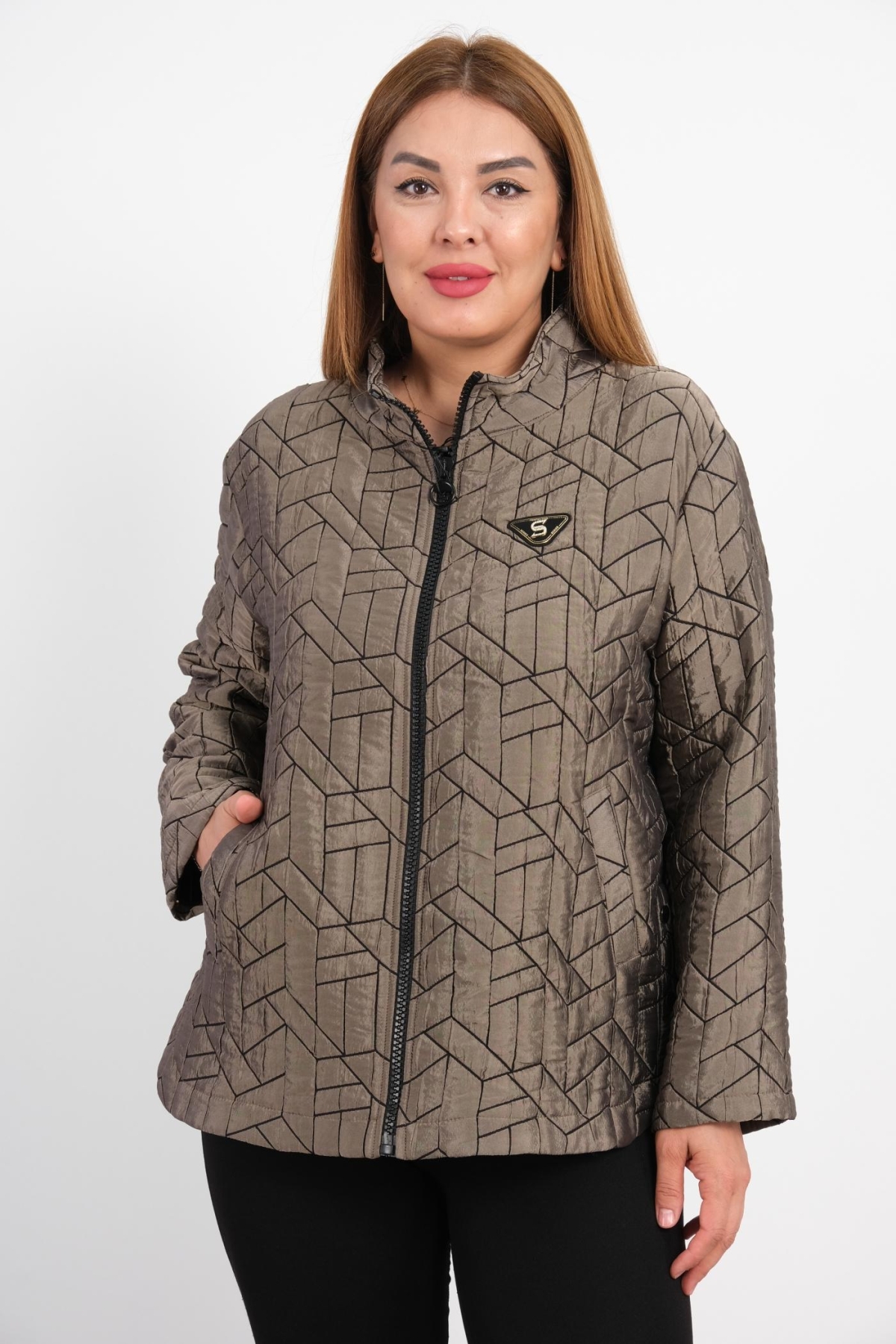 Plus Size Coat-Brown