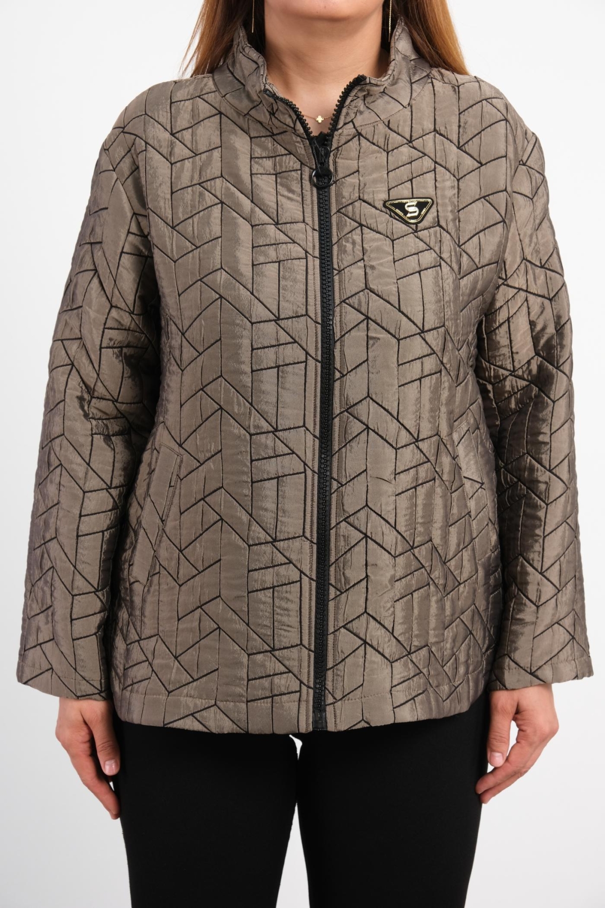 Plus Size Coat-Brown
