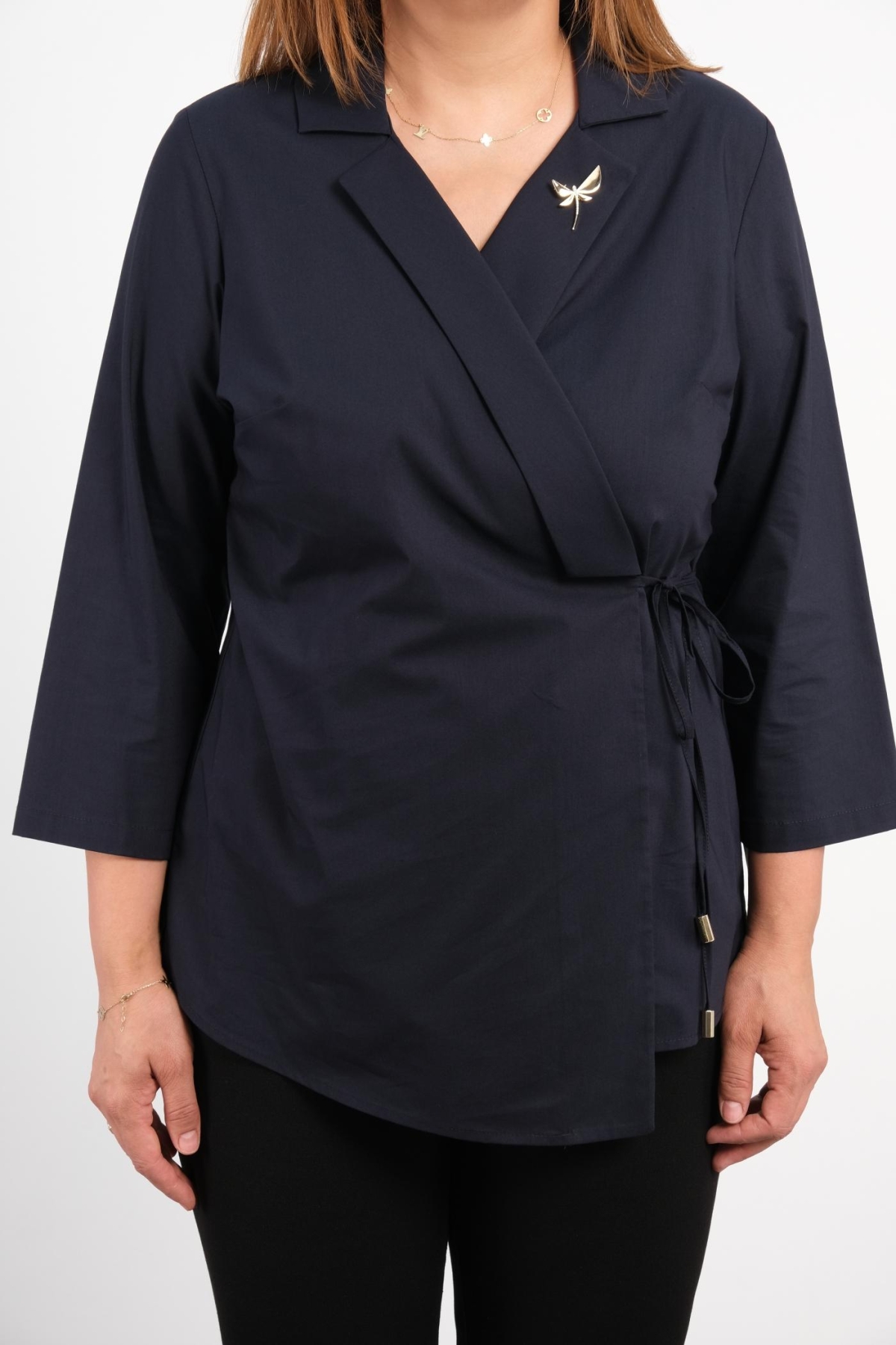 Plus Size Blouse-Dark Blue
