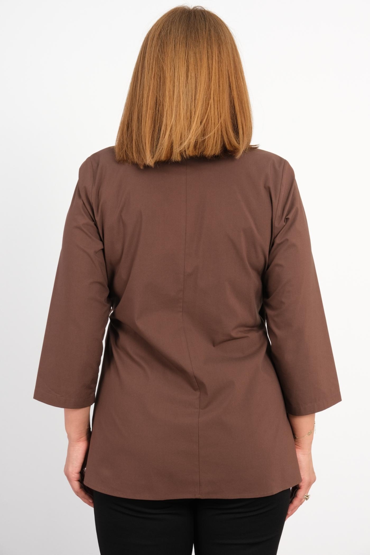 Plus Size Blouse-Brown