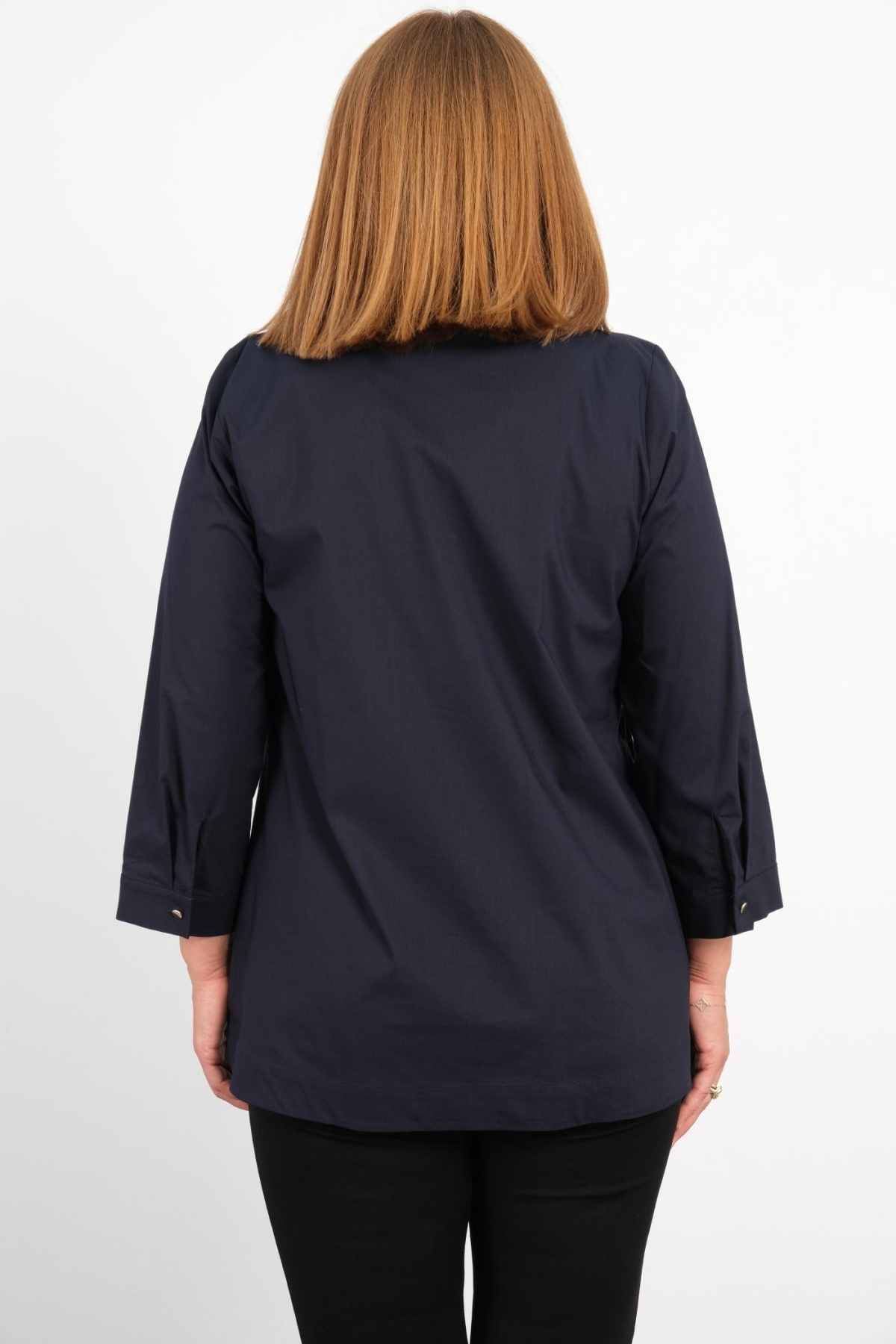 Plus Size Blouse-Dark Blue