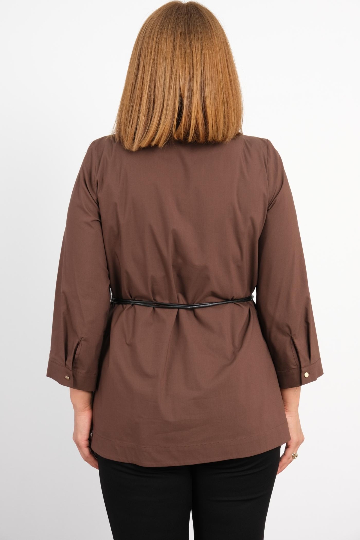 Plus Size Blouse-Brown