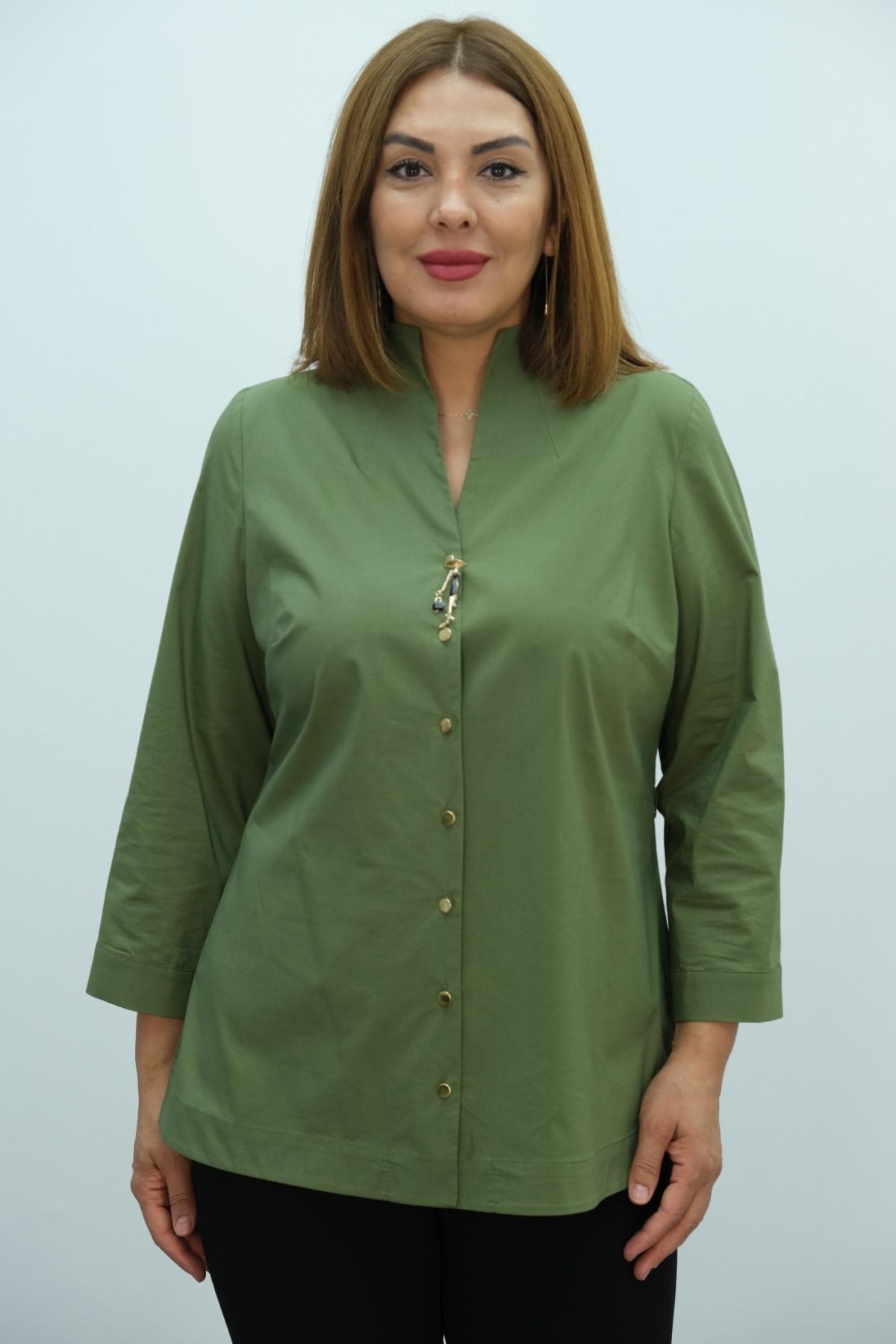 Plus Size Blouse-Khaki