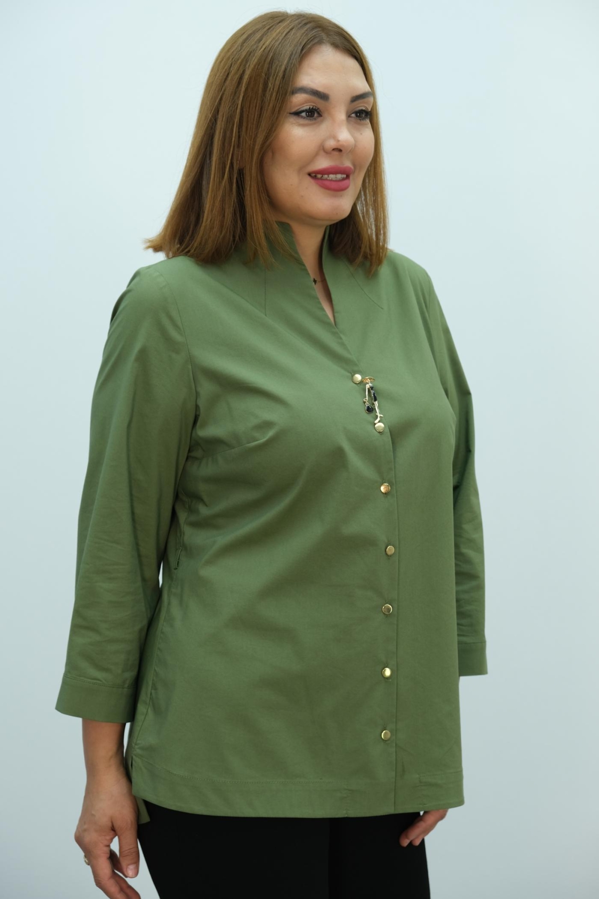 Plus Size Blouse-Khaki