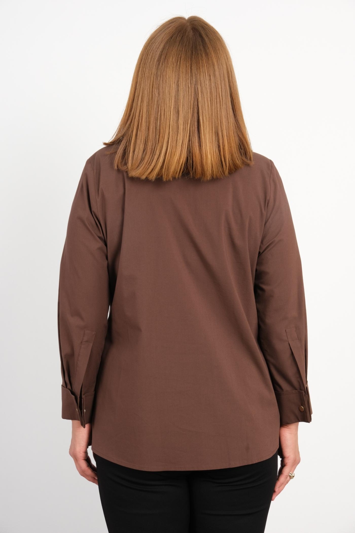 Plus Size Blouse-Brown
