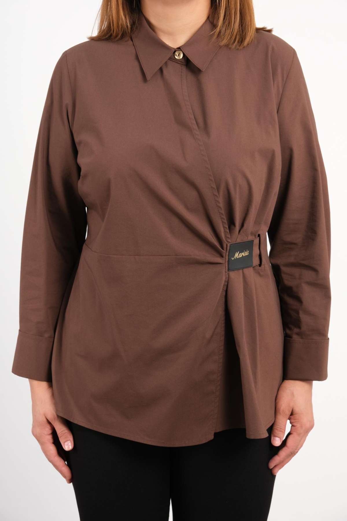 Plus Size Blouse-Brown