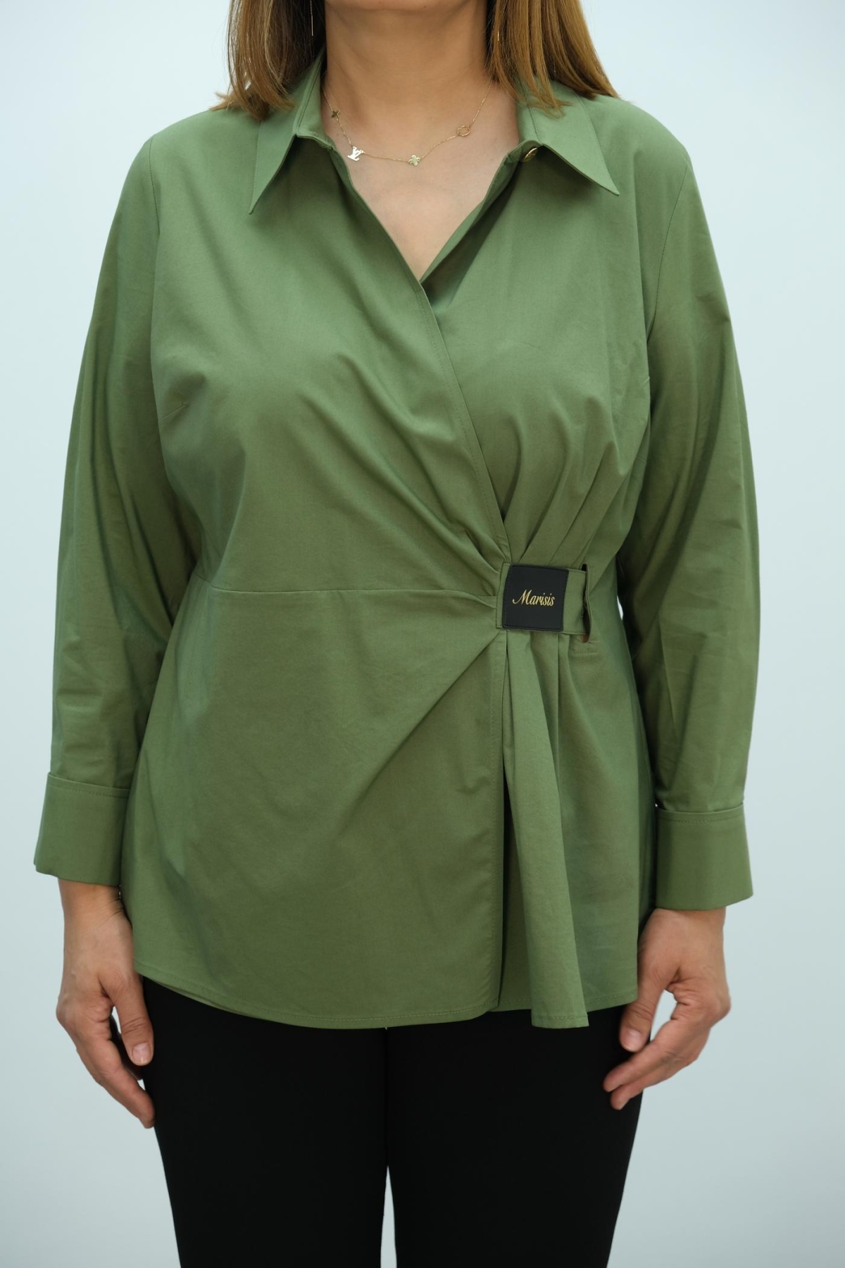 Plus Size Blouse-Khaki
