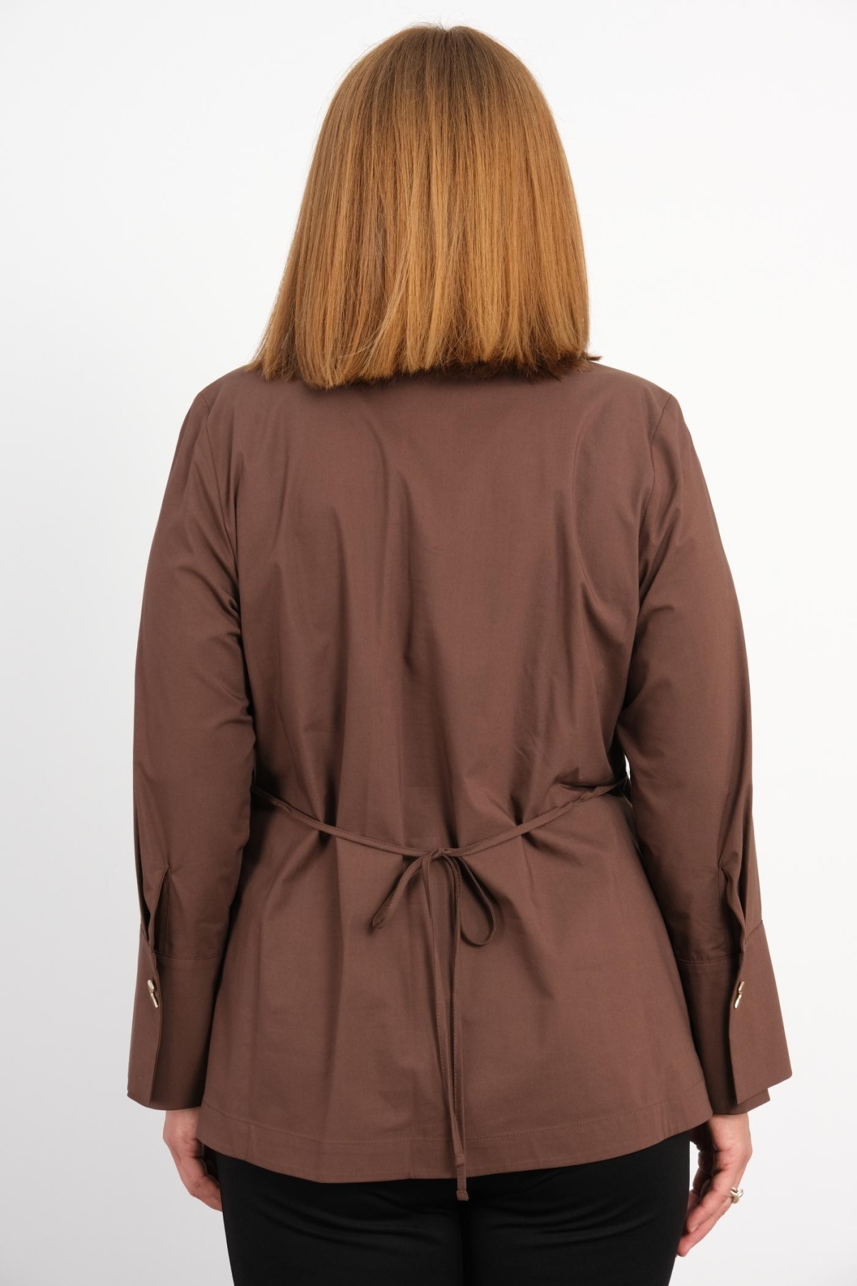 Plus Size Blouse-Brown