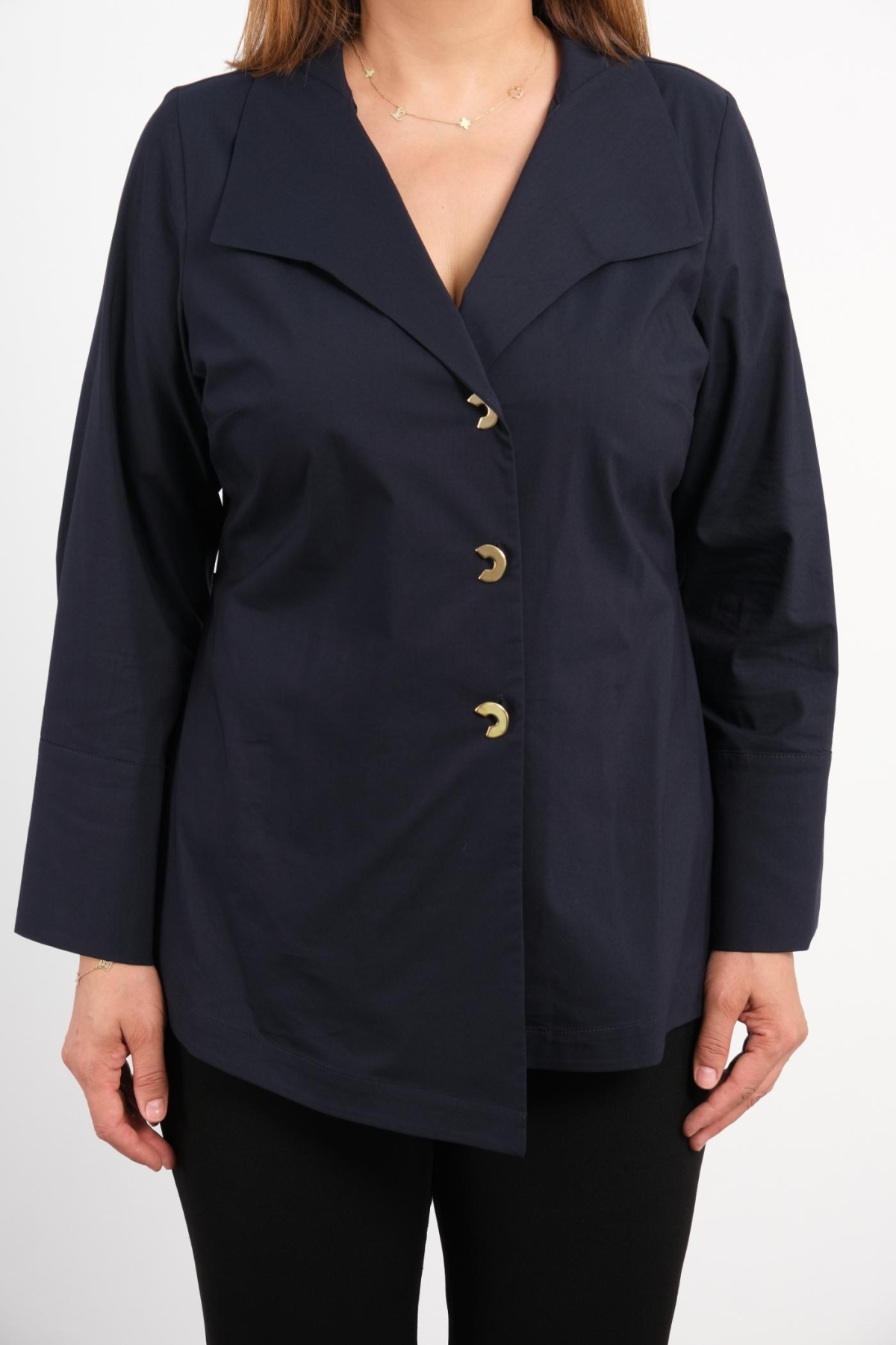 Plus Size Blouse-Dark Blue